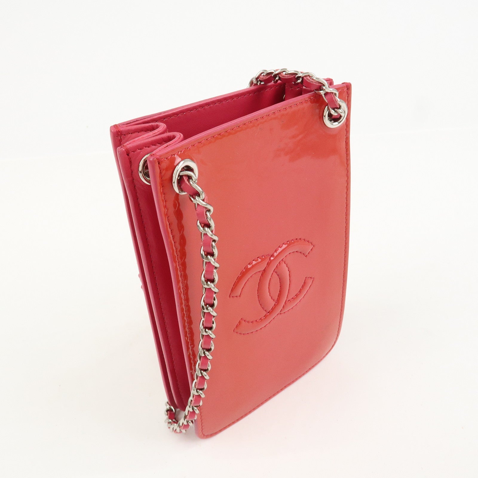 CHANEL COCO Mark Chain Shoulder Crossbody Bag Red Pink A92304