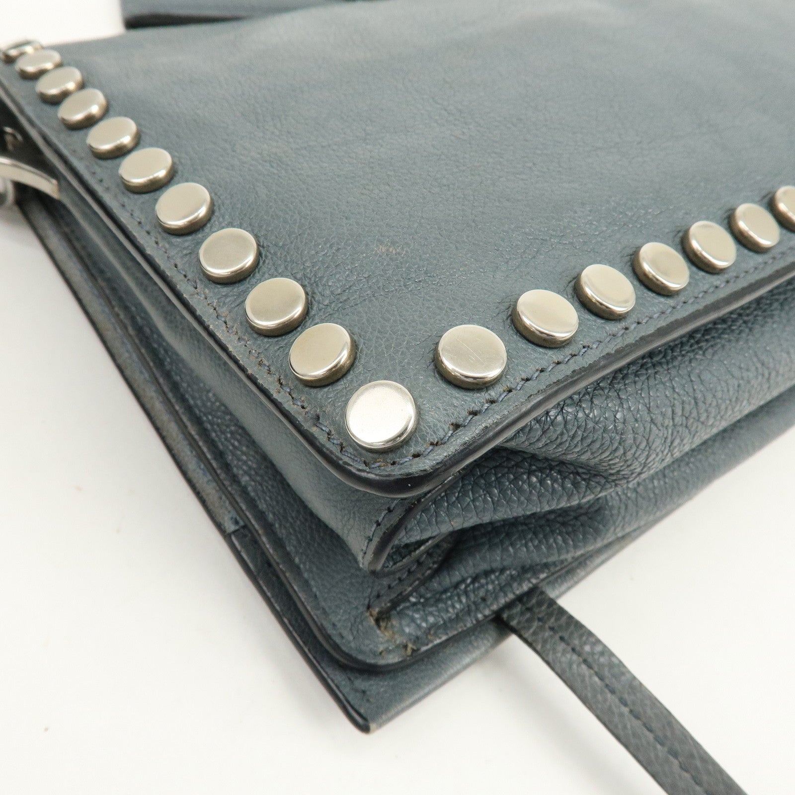 PRADA Etiquette Leather 2Way Bag Shoulder Bag Clutch Bag Gray