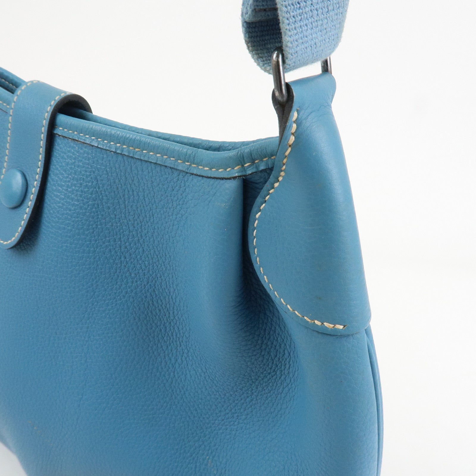 HERMES Leather Rodeo Du Shoulder Bag H Logo Light Blue