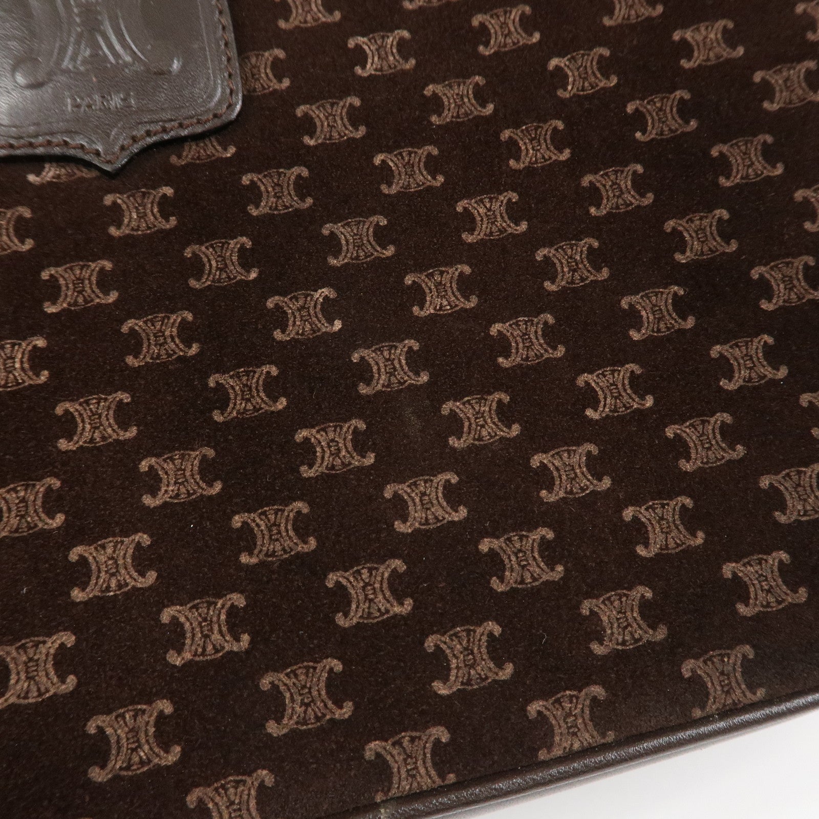 CELINE Macadam Suede Leather Shoulder Bag Crossbody Bag Brown