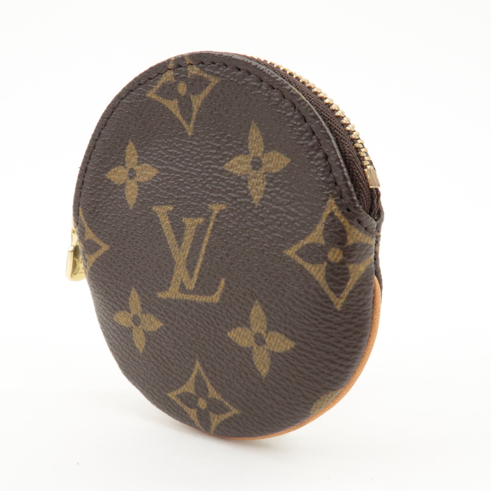Louis Vuitton Monogram Porte Monnaie Rond Coin Case Brown M61926 Used