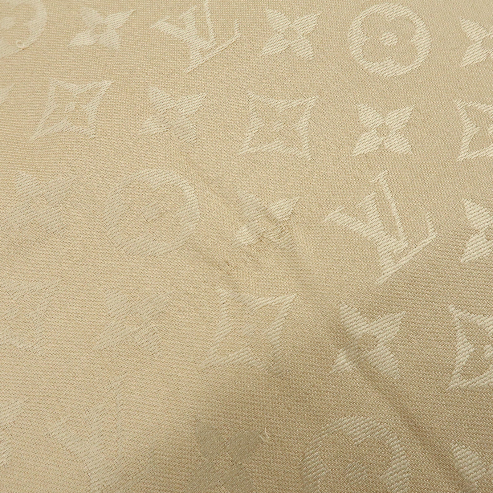 Louis Vuitton Monogram Shine Silk Wool Scarf Shawl Beige