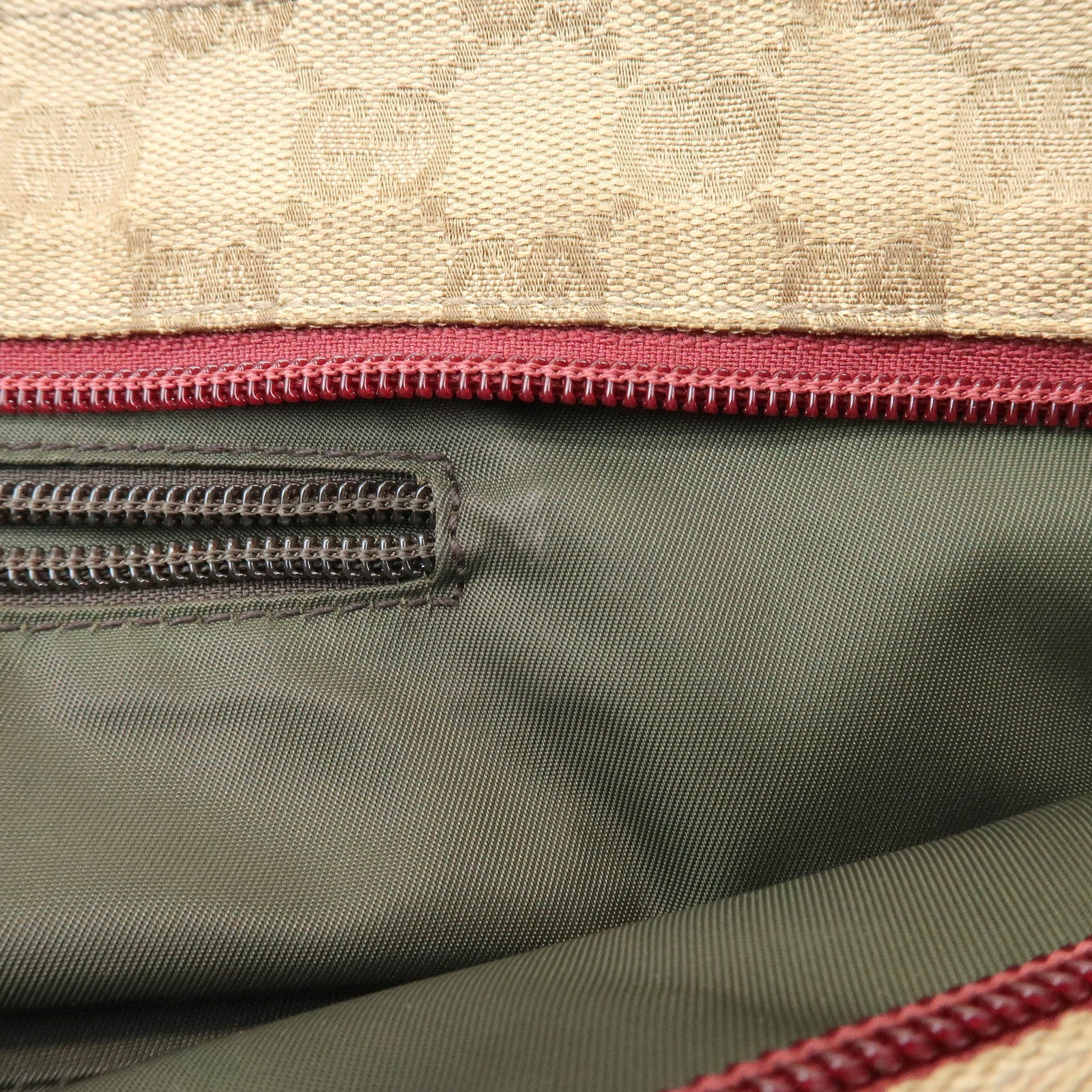 GUCCI GG Canvas Leather Tote Bag Hand Bag Beige Wine Red 131228