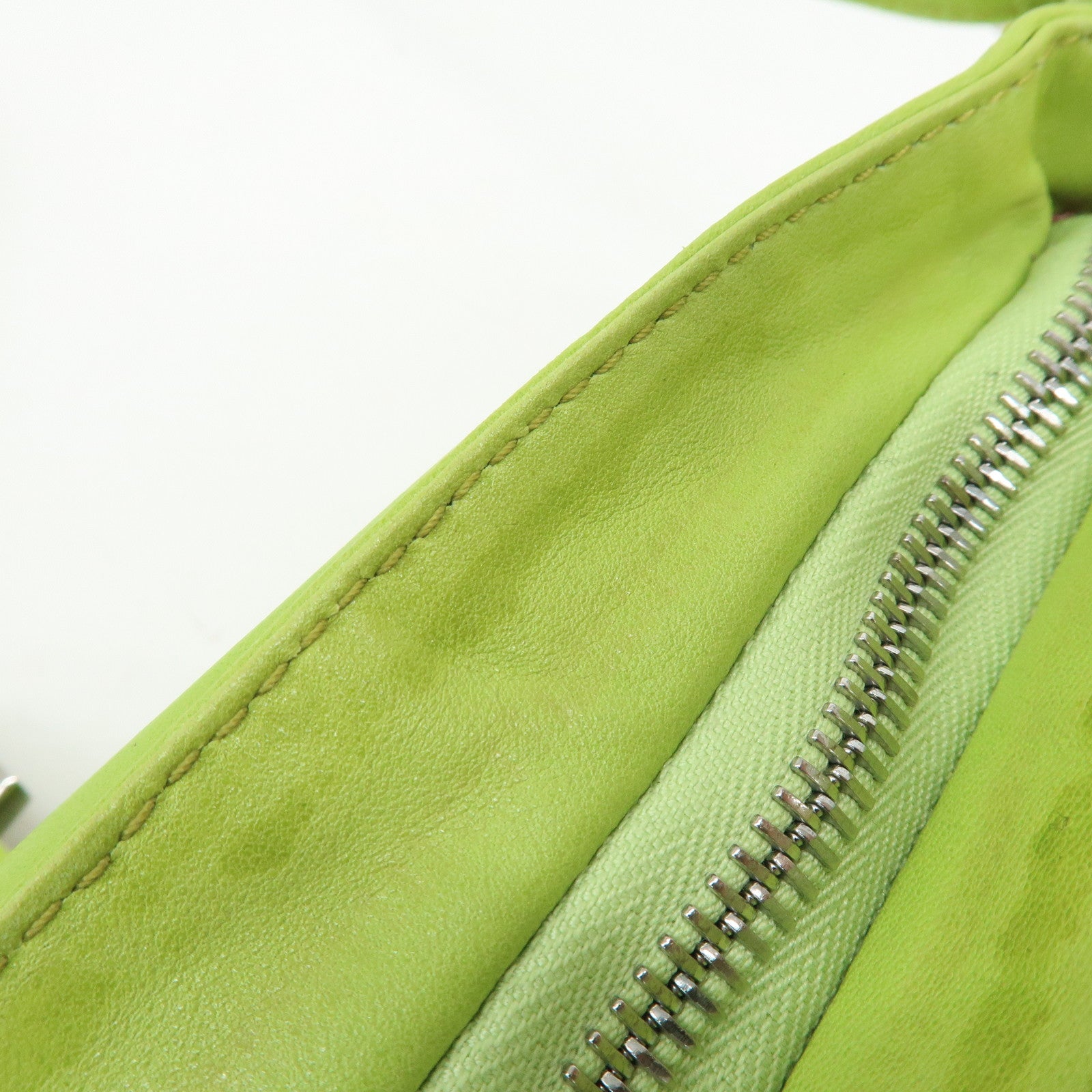 FENDI Leather Shoulder Bag Crossbody Bag Light Green 26685