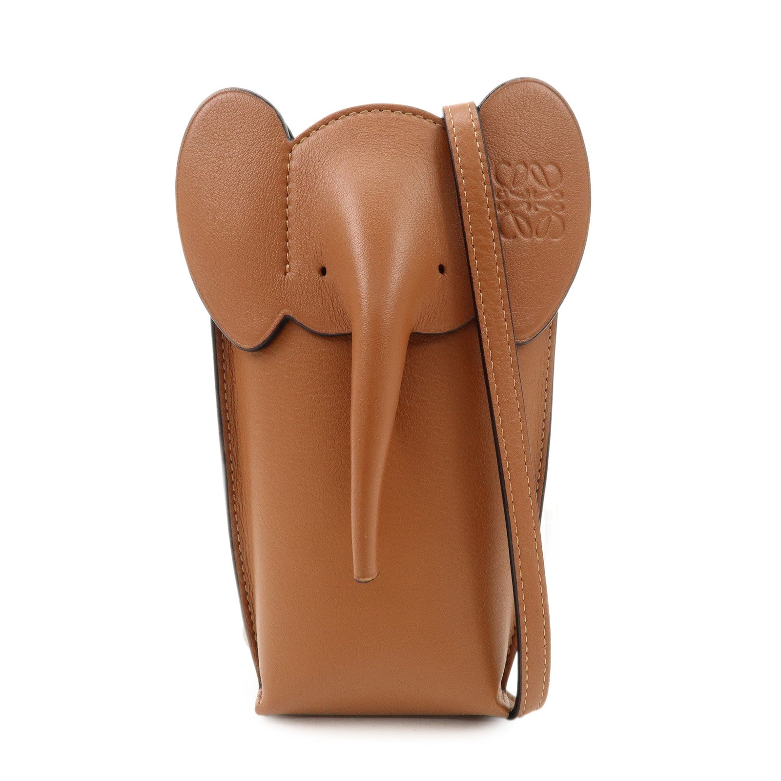 LOEWE Anagram Elephant Pocket Style Shoulderr Bag Brown C623B02X04 Used