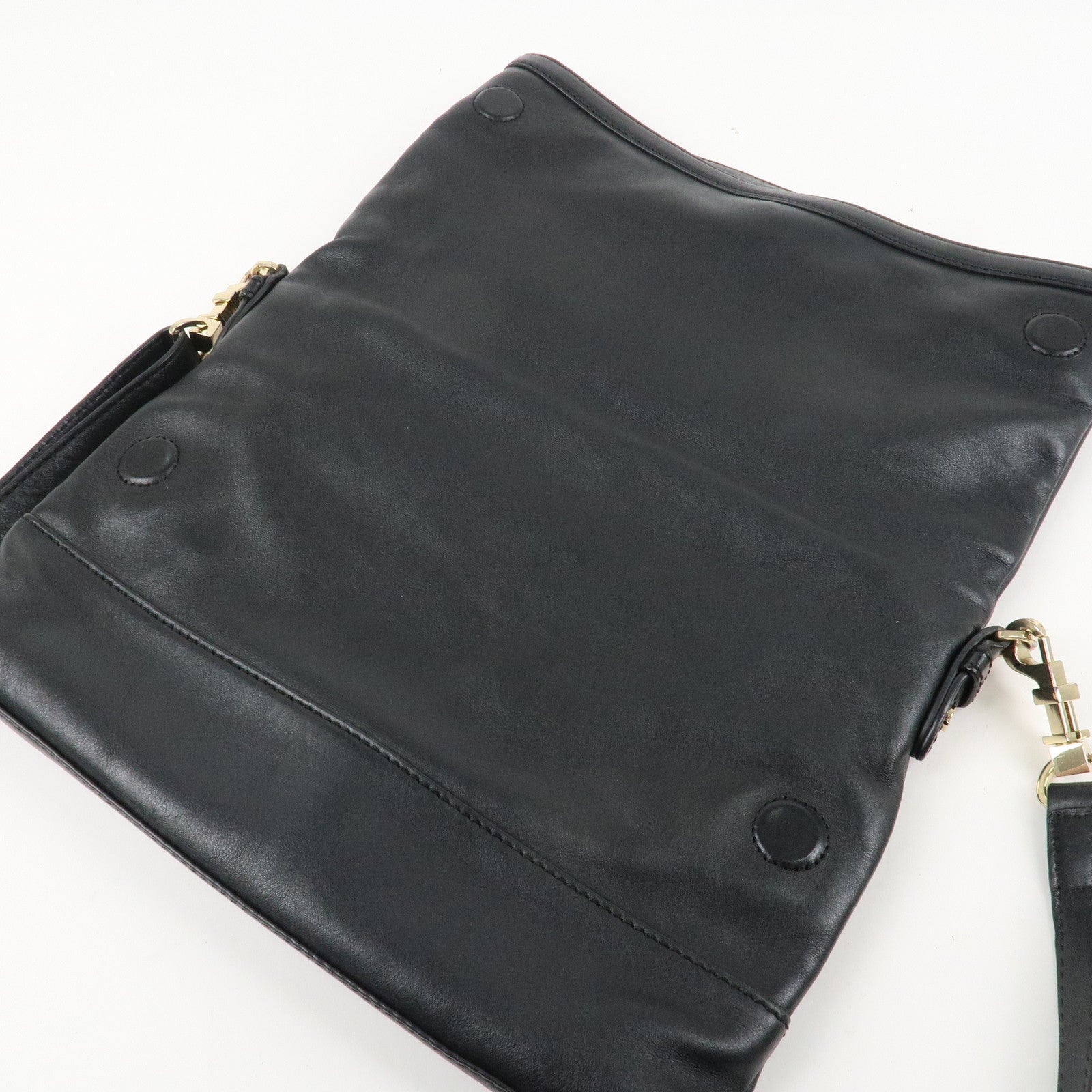 Tory Burch Leather 2Way Bag Shoulder Bag Black Gold HDW Used