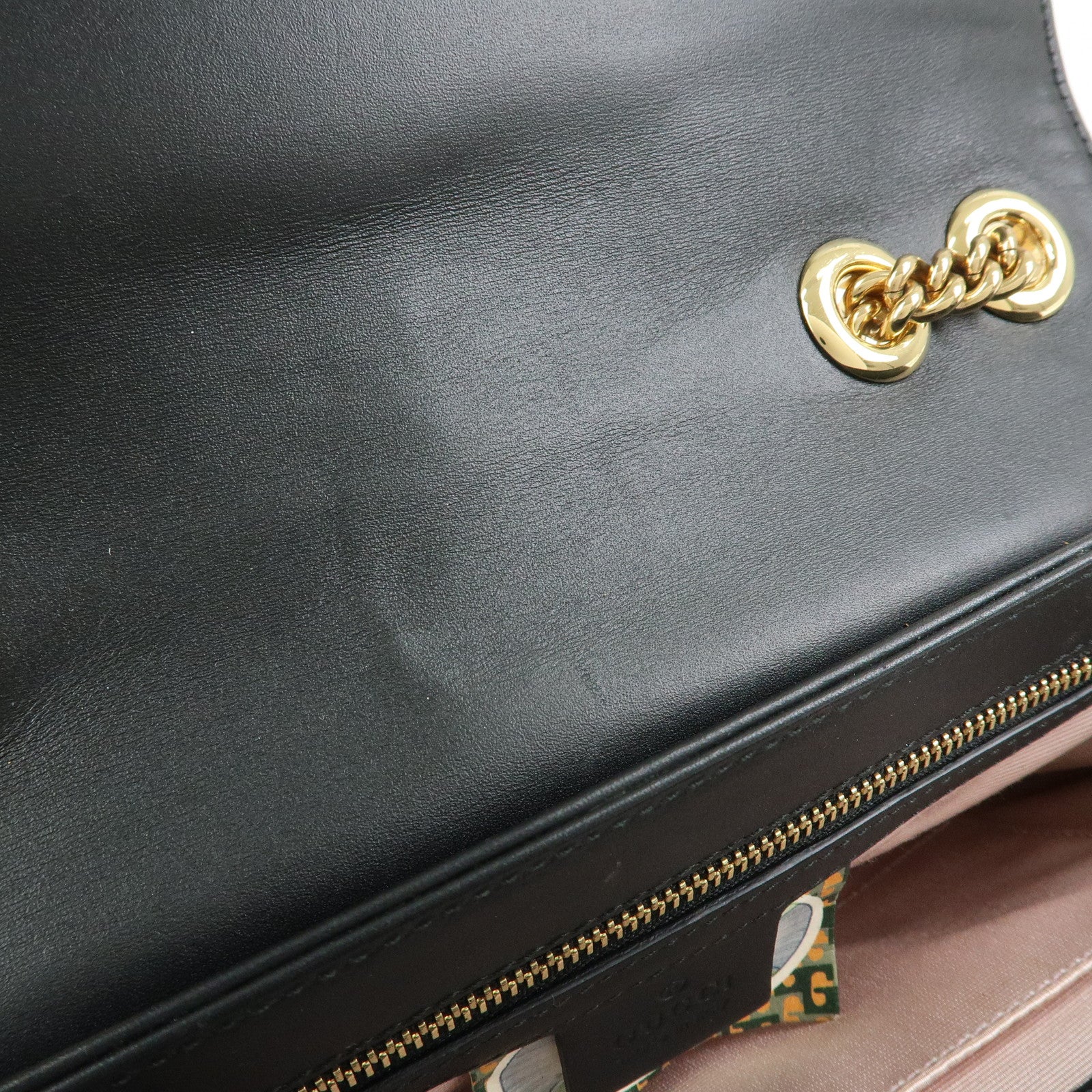 GUCCI Raja Horsebit Interlocking G Chain Shoulder Bag Black 537241