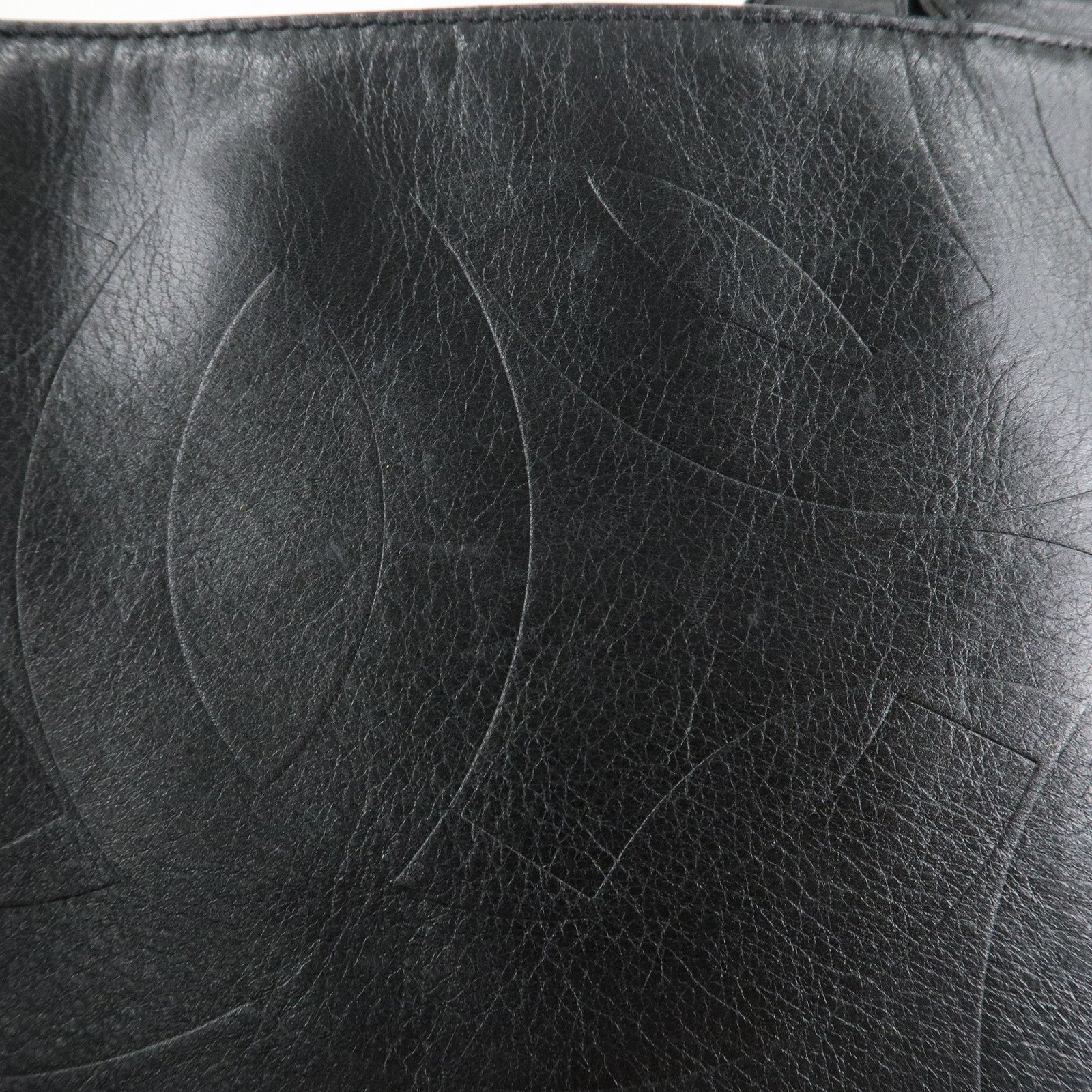 CHANEL COCO Mark Leather Bag Tote Bag Black Used