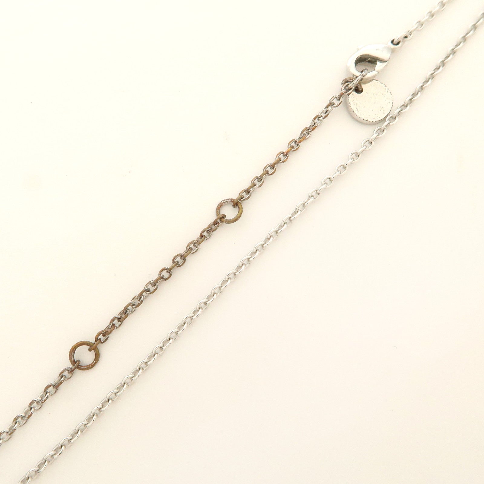 Christian Dior CD Logo Metal Rhinestone SV925 Necklace Silver