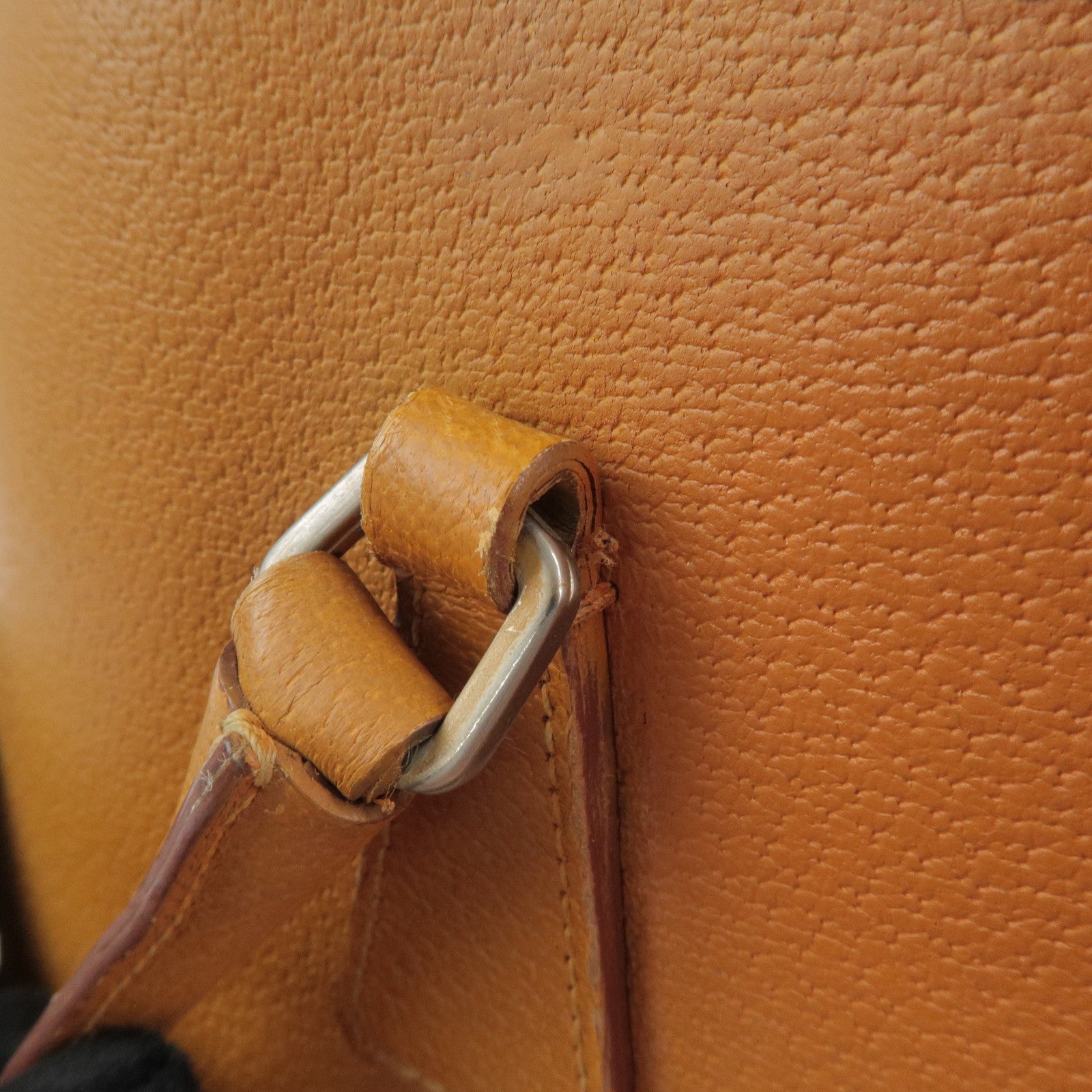 PRADA Triangle Logo Leather Tote Bag Shoulder Bag Light Brown