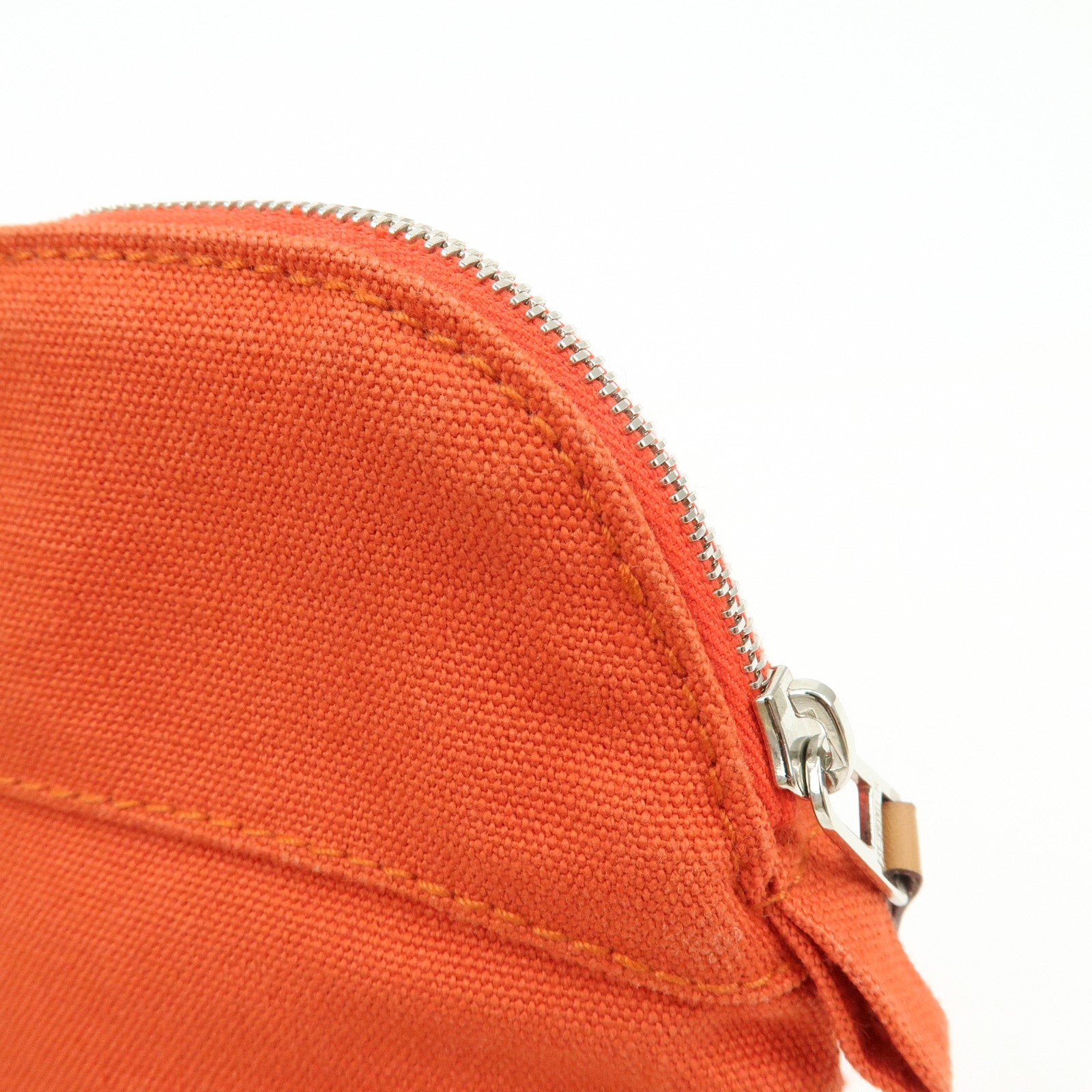 HERMES Bolide Mini Cotton Leather Pouch Cosmetic Pouch Orange