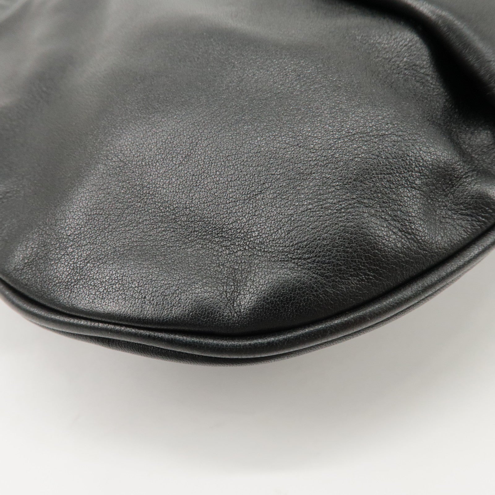 PRADA Logo Leather Shoulder Bag Hand Bag Black BR4930 Used