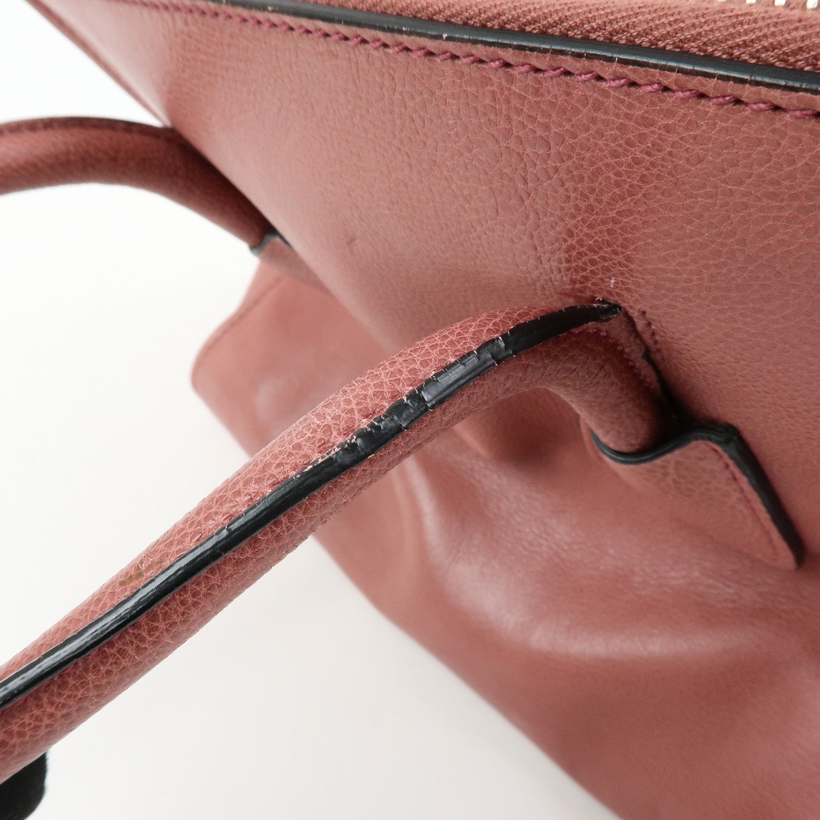 PRADA Triangle Logo Leather 2Way Bag Hand Bag Shoulder Bag Pink