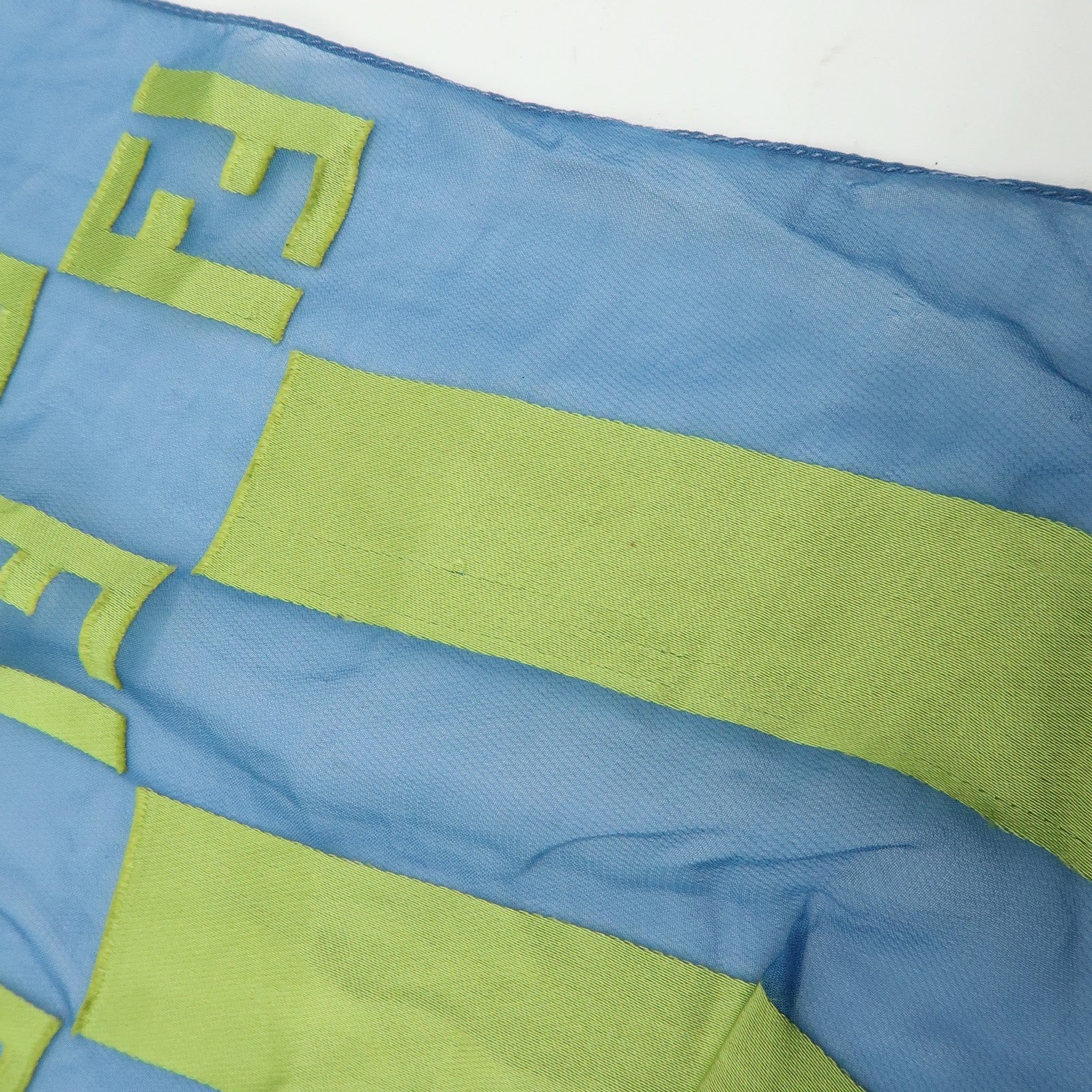 FENDI Zucca Rayon Silk Scarf Shawl Blue Light Green