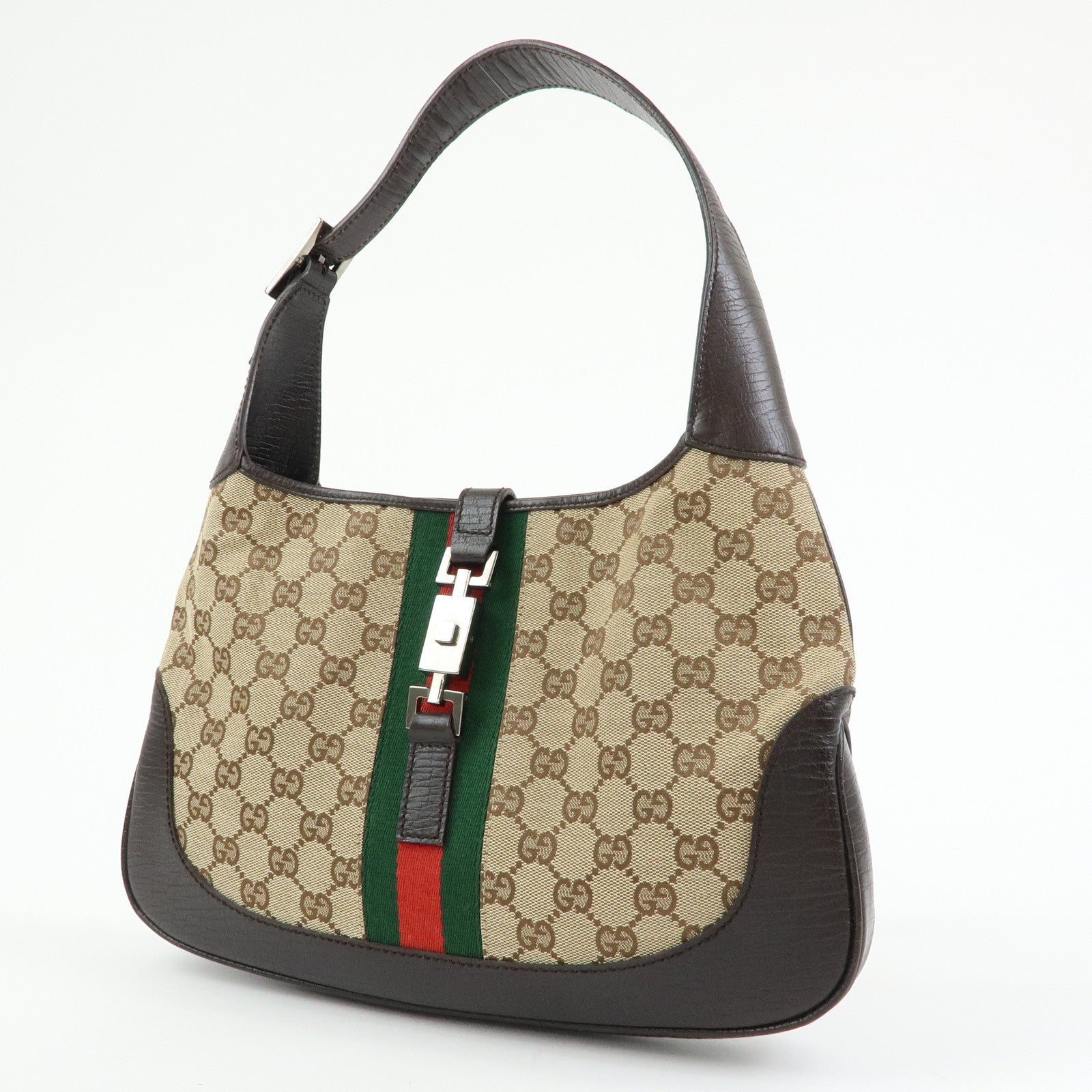 GUCCI Sherry Jackie GG Canvas Leather Shoulder Bag Hand Bag 00963