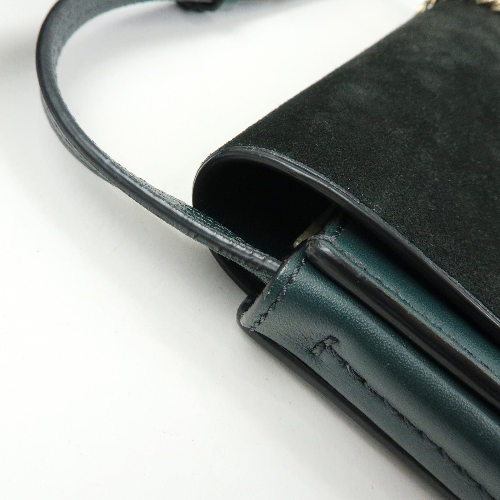 Chloe Faye Suede Leather Shoulder Bag Crossbody Bag Dark Green