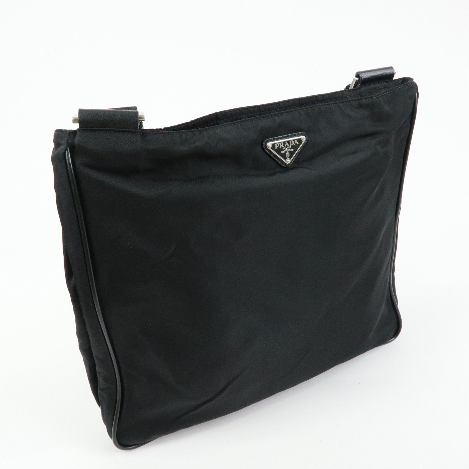 PRADA Triangle Logo Nylon Shoulder Bag Crossbody Bag Black