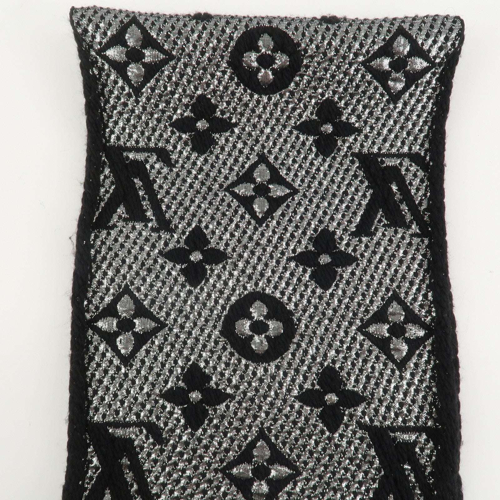 Louis Vuitton Escharp Monogram Shine Wool Silk Scarf Black M75833