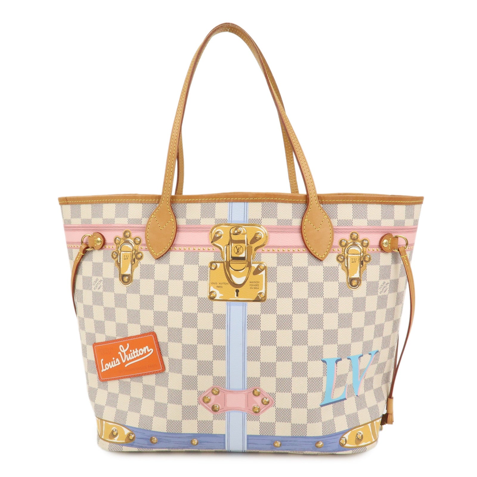Louis Vuitton Damier Azur Neverfull MM Summer Trunk Tote Bag N41065