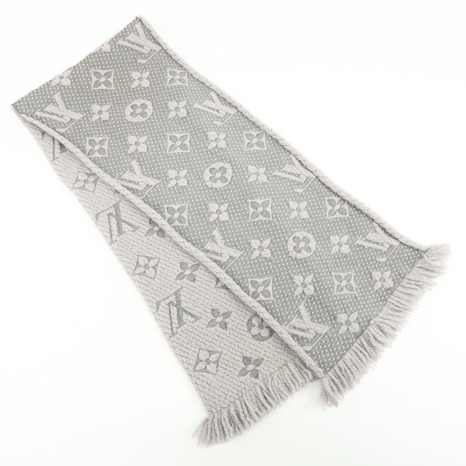 Louis Vuitton Monogram Escharp Logomania Scarf Gris Perle M74742