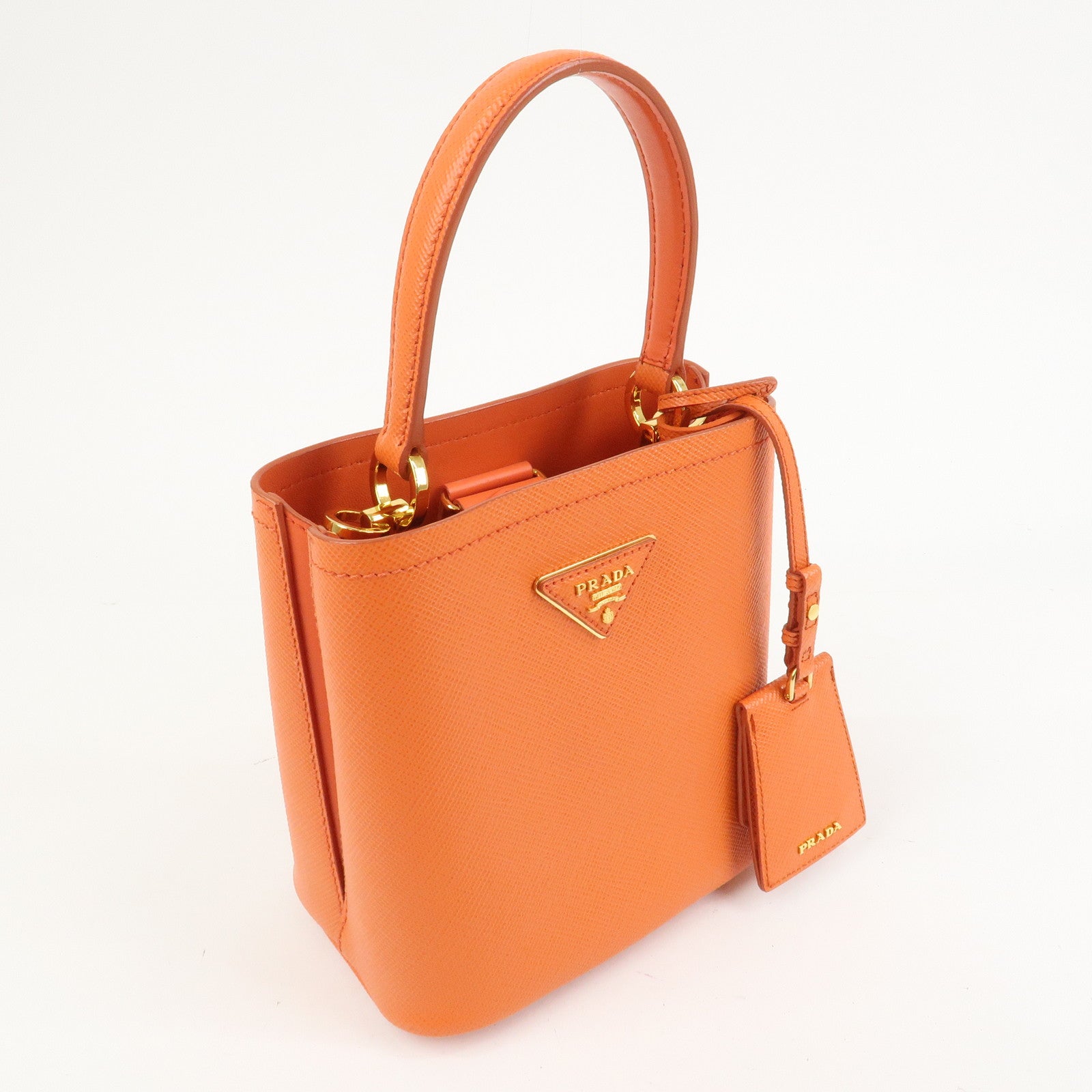 PRADA Panier 2Way Bag Hand Bag Shoulder Bag Orange 1BA217