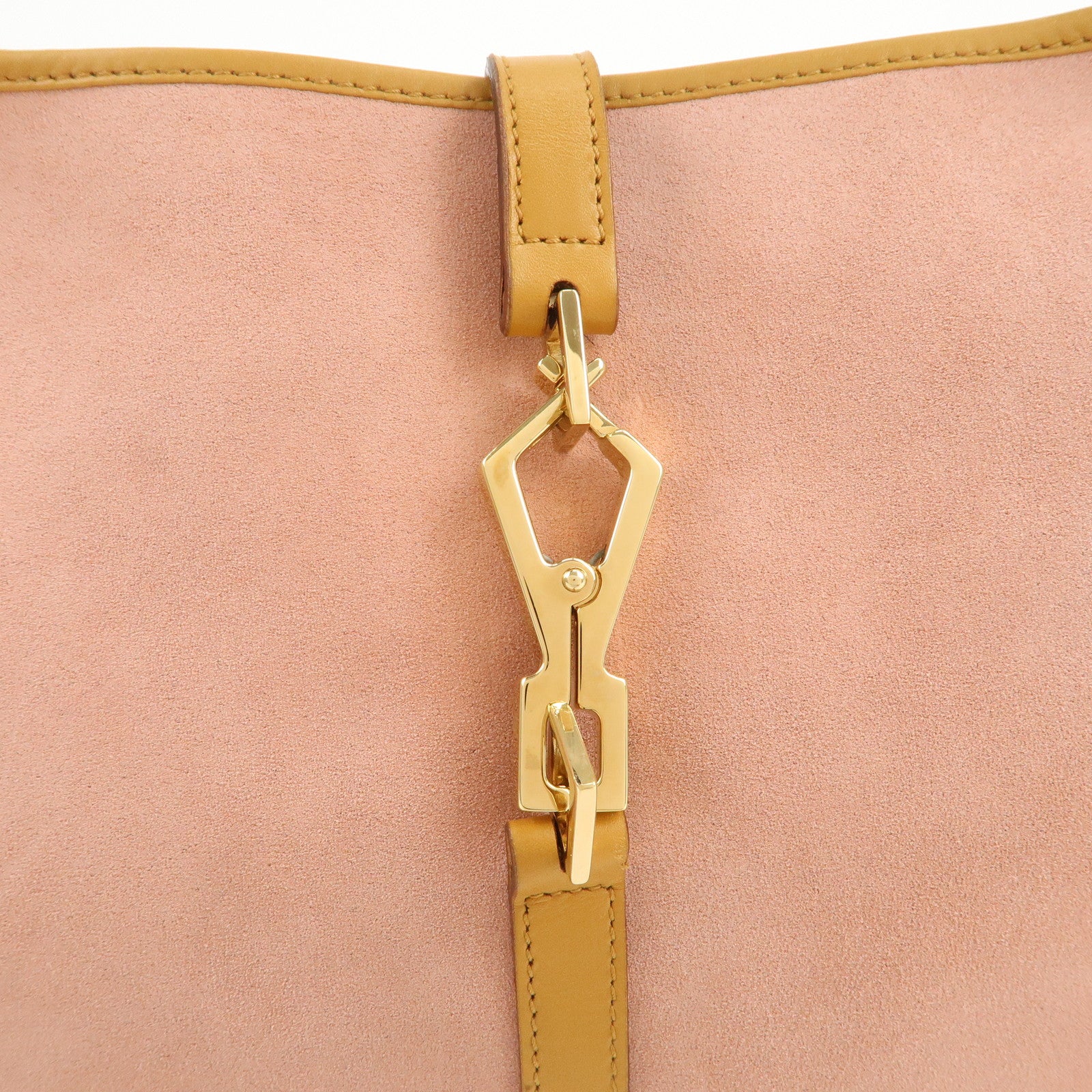 GUCCI Bamboo Kandinsky Suede Shoulder Bag Pink Beige 001.4060