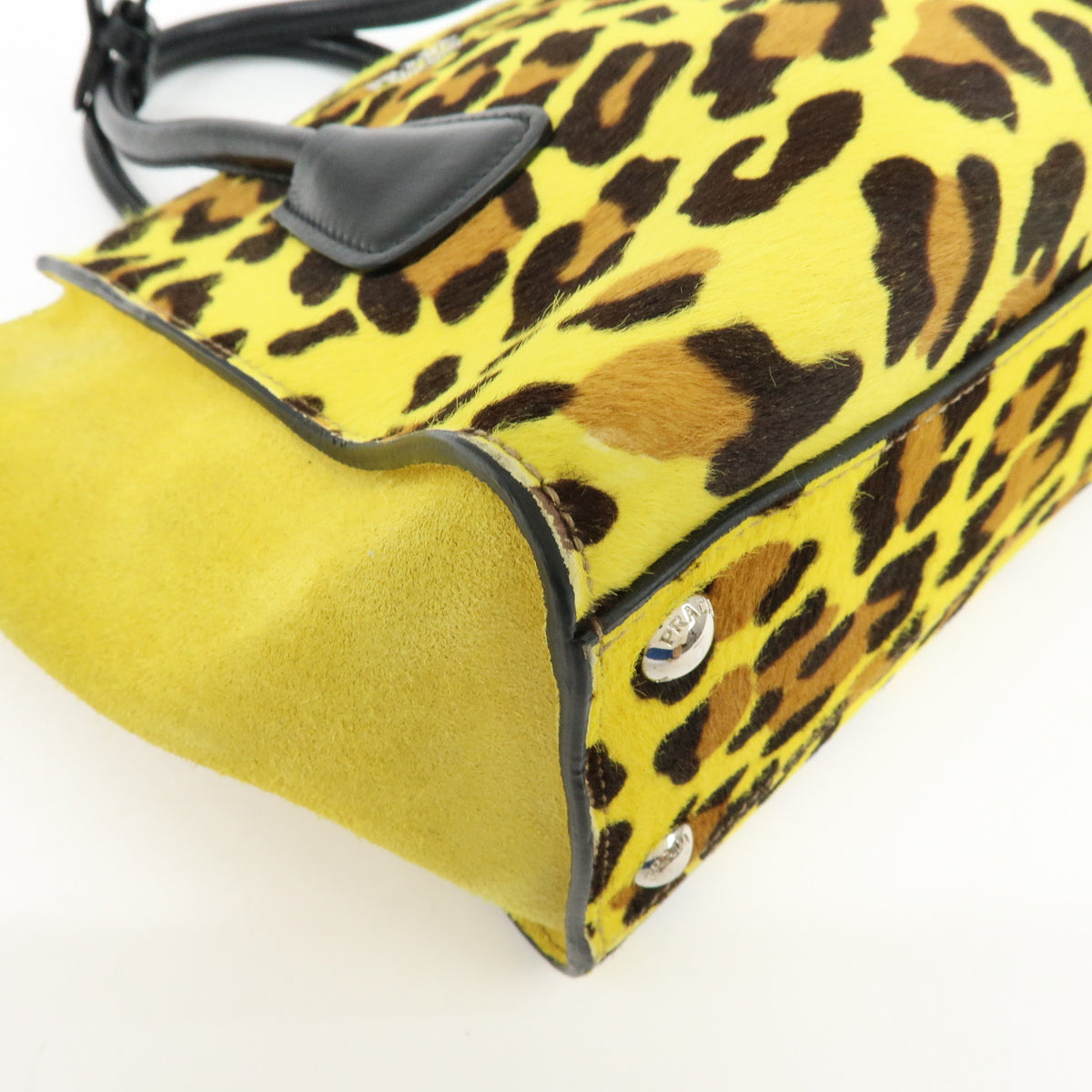 PRADA Triangle Logo Pony Leather 2Way Bag Hand Bag Shoulder Bag