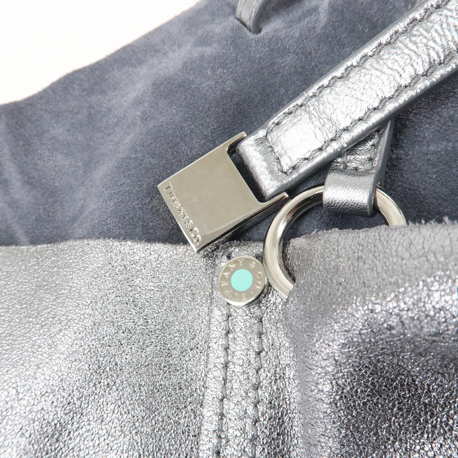 Tiffany&Co. Leather Reversible Tote Bag Sliver Used