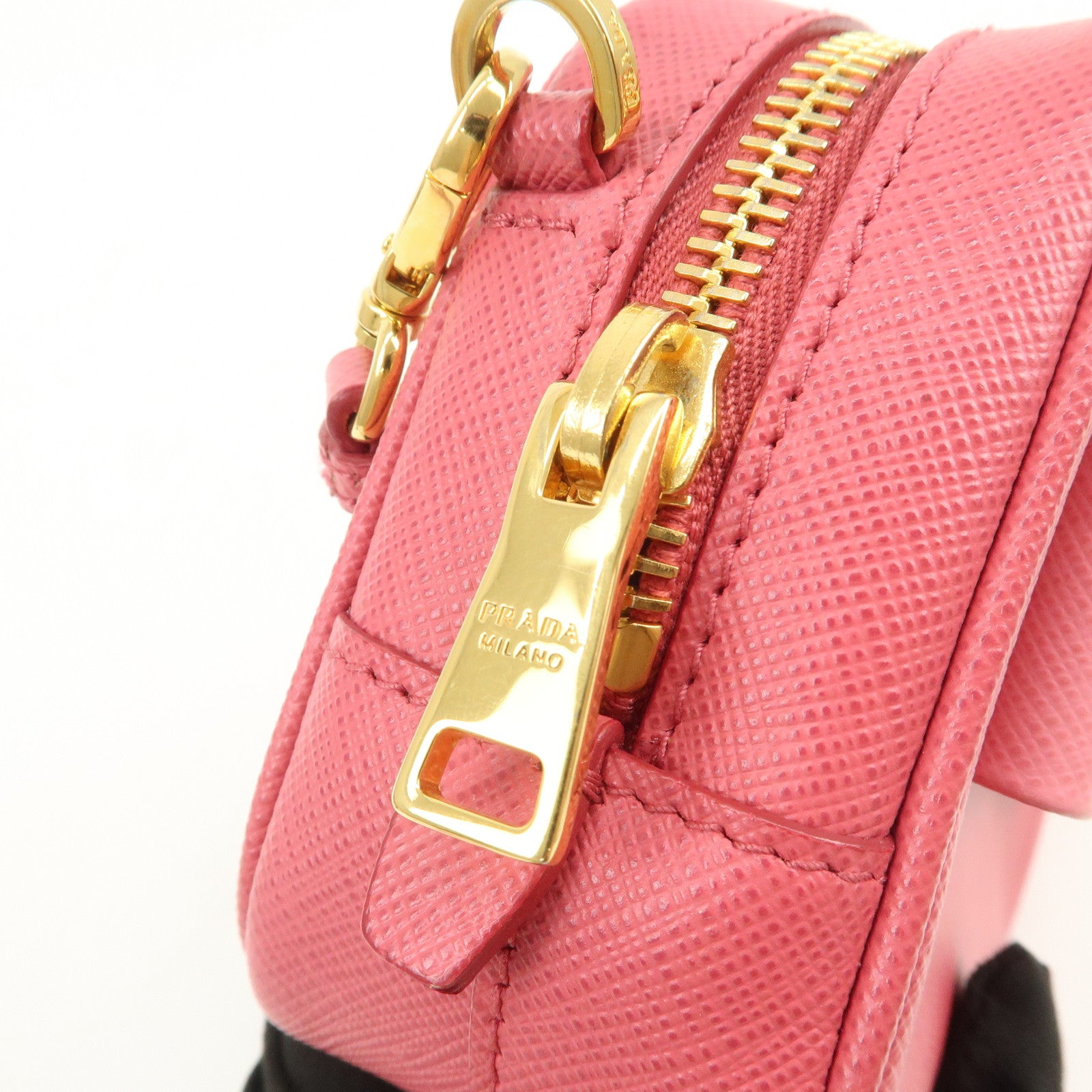 PRADA Saffiano Leather Ribbon Mini Shoulder Bag Camera Bag 1N1674