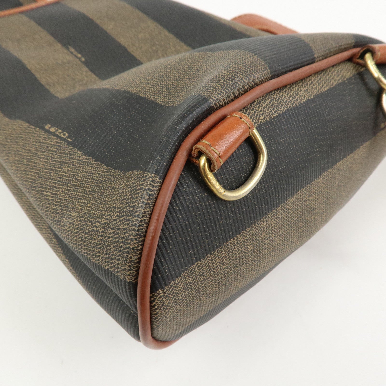 FENDI Pequin PVC Leather Shoulder Bag Crossbody Bag Brown 14965