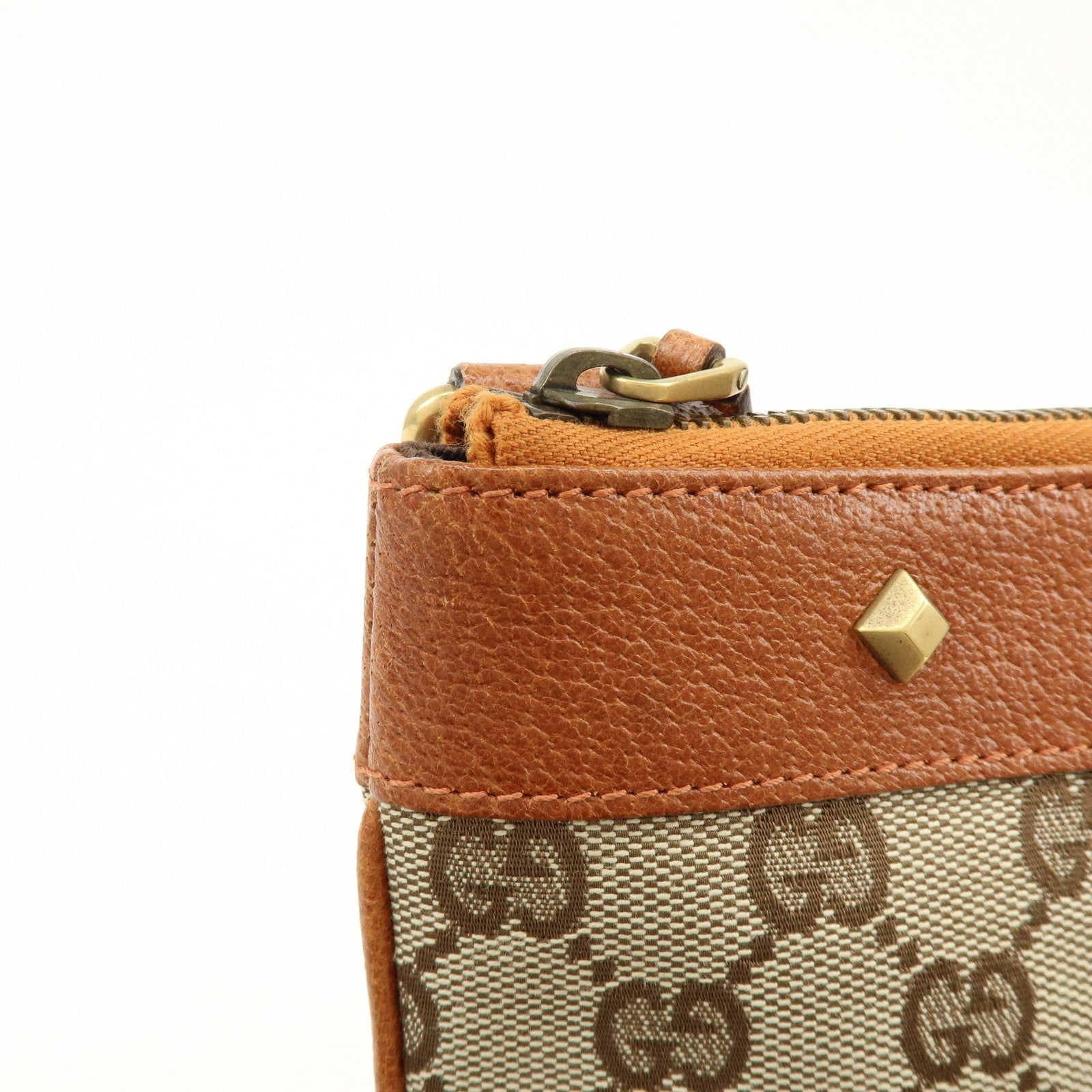 GUCCI GG Canvas Leather Shoulder Crossbody Bag Beige Brown 120893