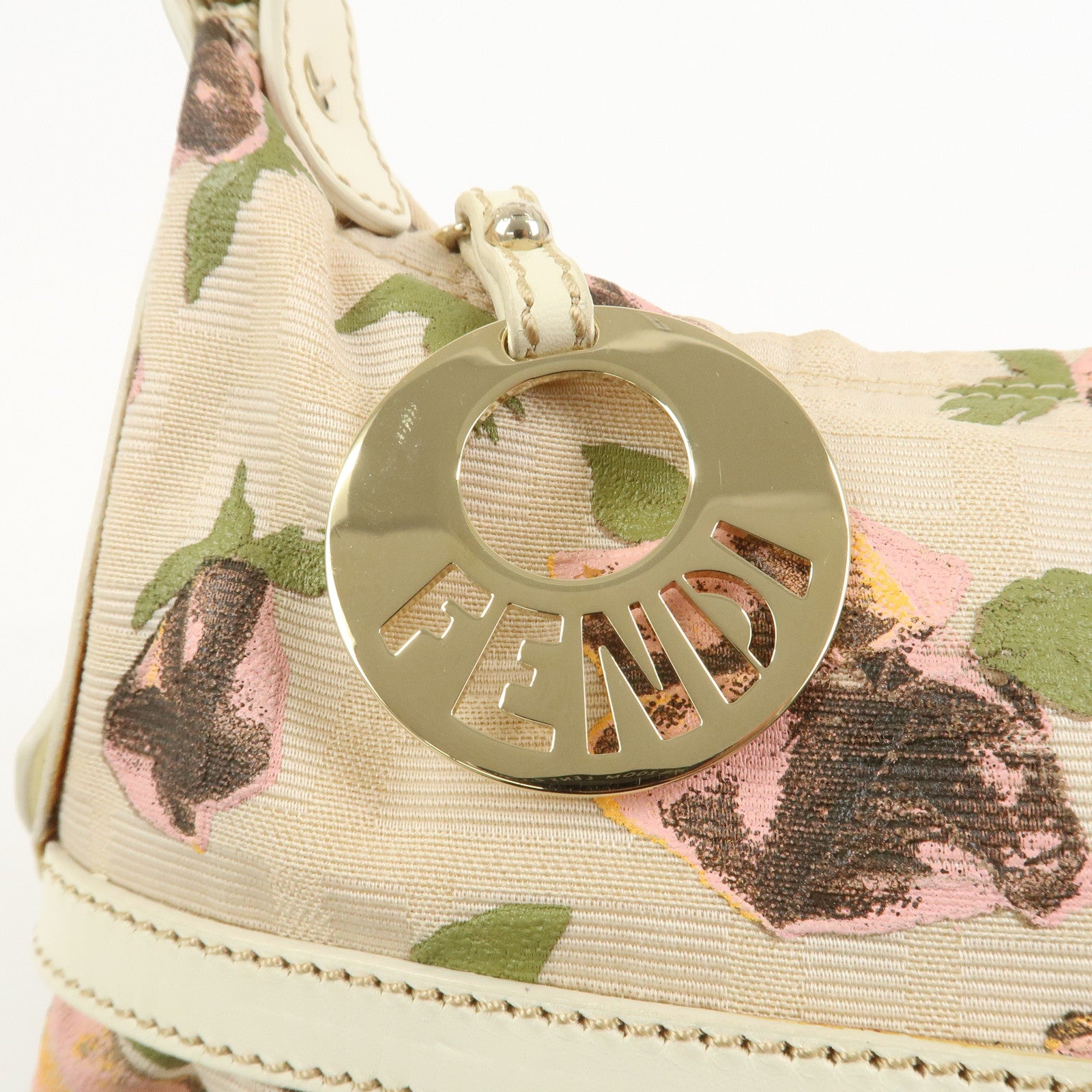 FENDI Canvas Leather Shoulder Bag Hand Bag Pink Ivory 8BR448