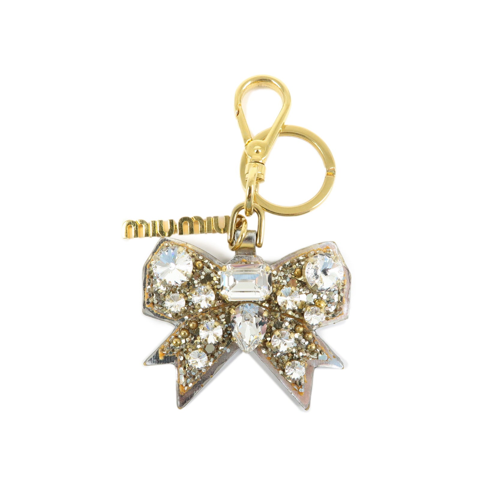 MIU MIU Leather Ribbon Motif Bijou Bag Charm Key Chain 5ARH76