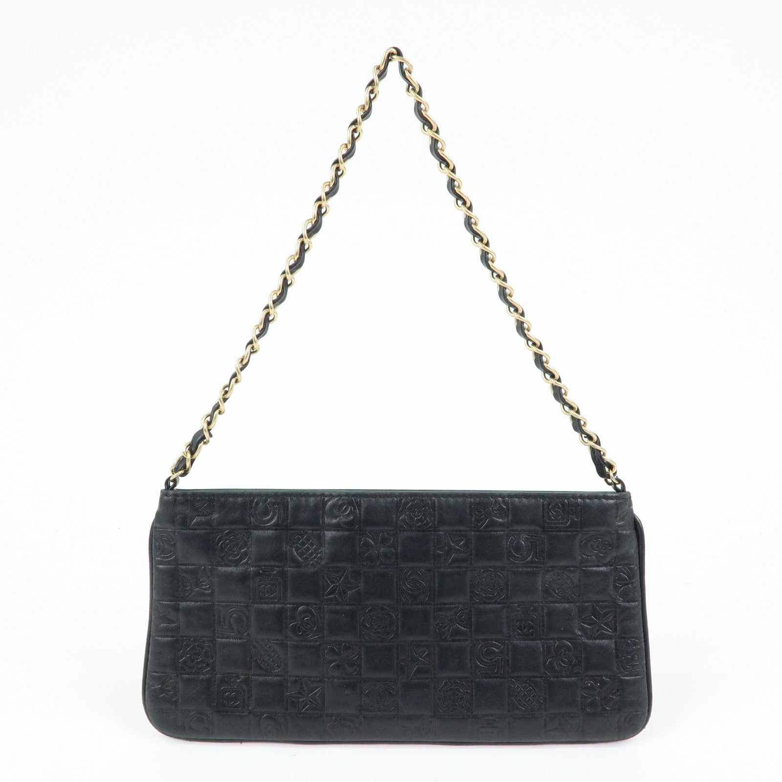 CHANEL Icon Line COCO Mark Lamb Skin Chain Shoulder Bag Black
