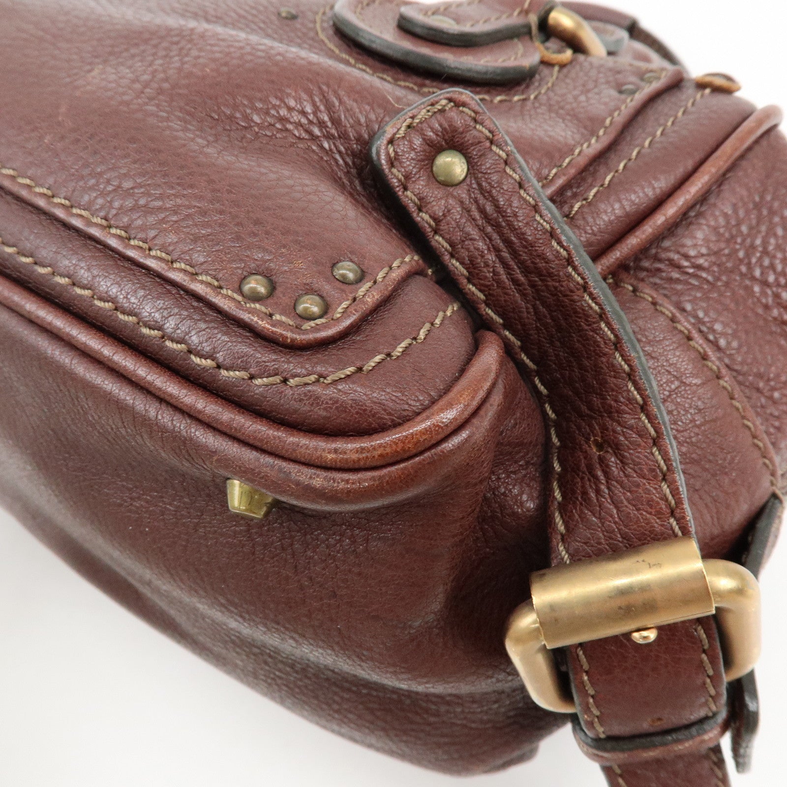 Chloe Paddington Leather Hand Bag Boston Bag Medium Brown