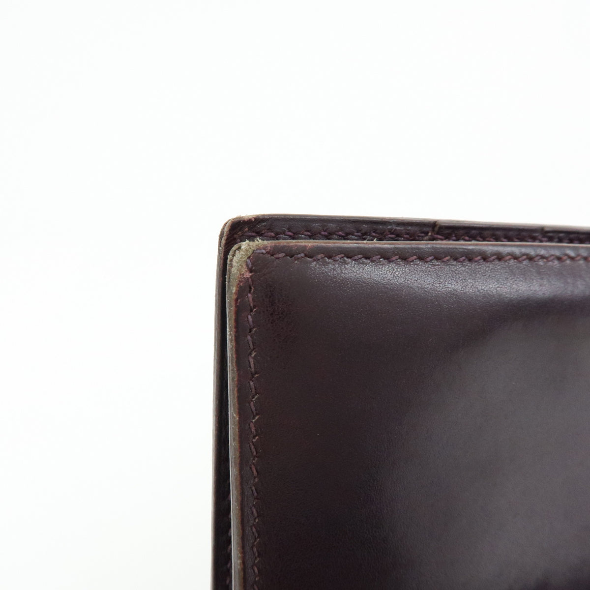 HERMES Bearn Box Calf Leather Bi-fold Long Wallet Purple