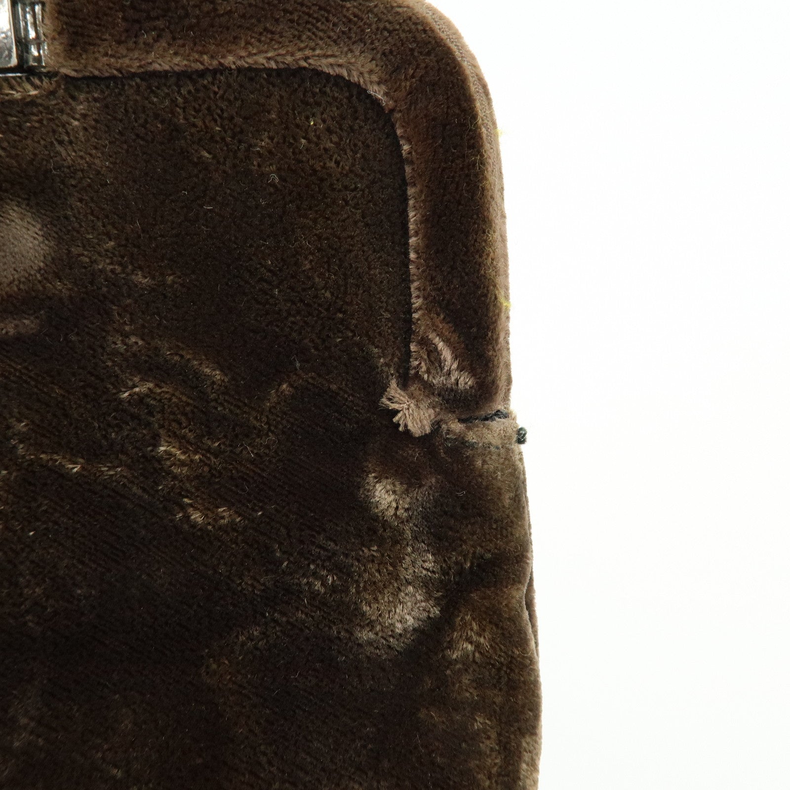 PRADA Logo Velour Hand Bag Brown B7641