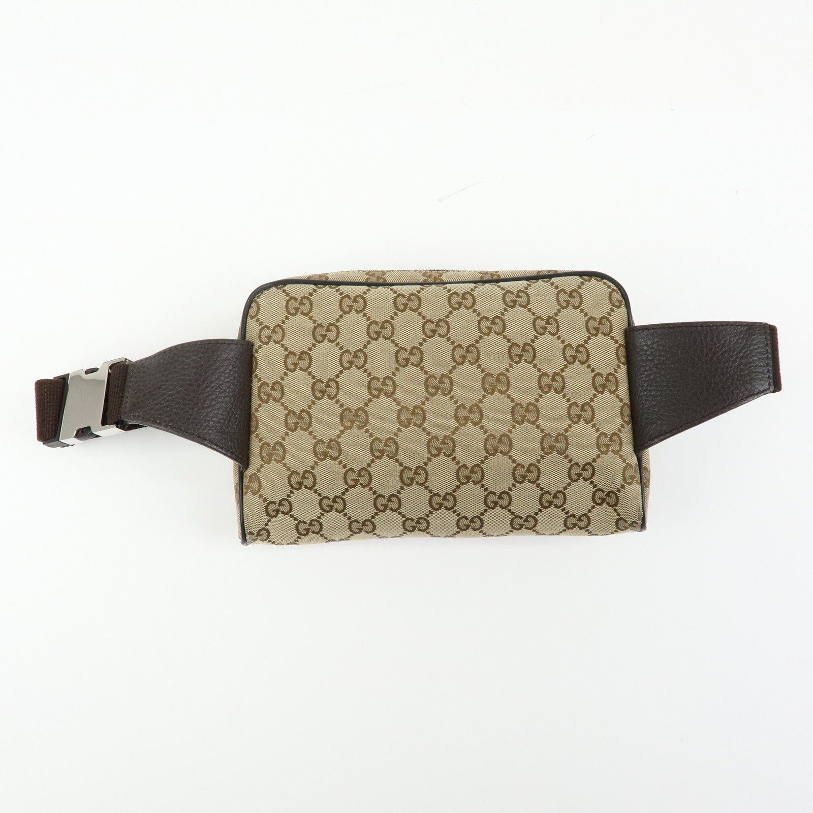 GUCCI GG Canvas Leather Waist Pouch Body Bag Beige Brown 449174