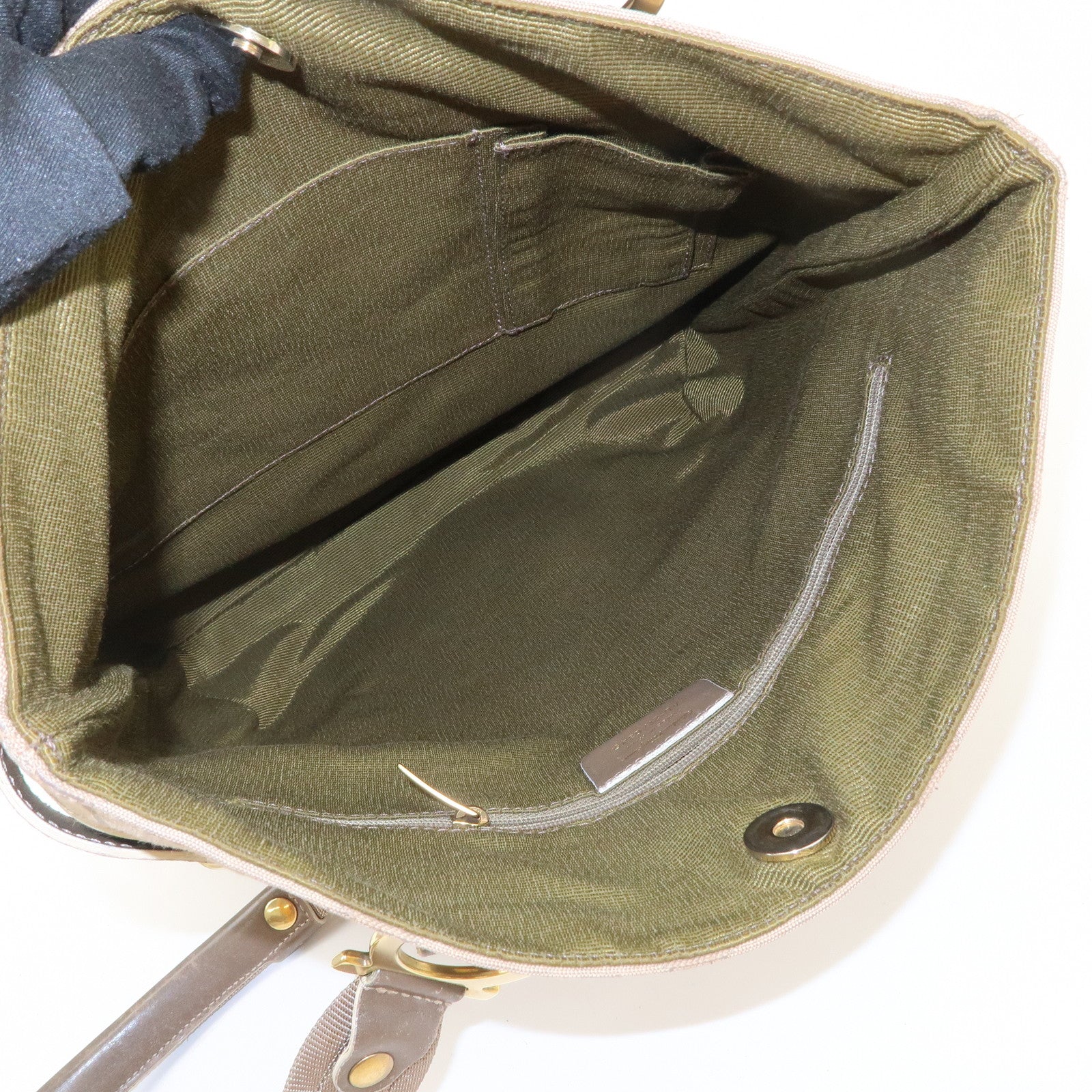 Ferragamo Gancini Canvas Leather Shoulder Bag Tote Bag Brown