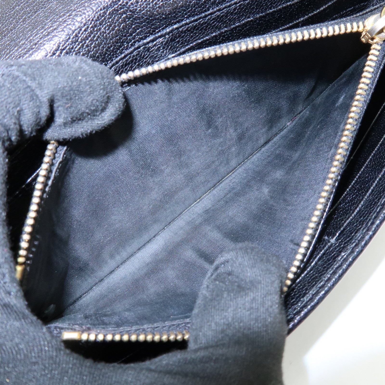 MIU MIU Logo Leather Studs Flap Long Wallet Black 5M1109