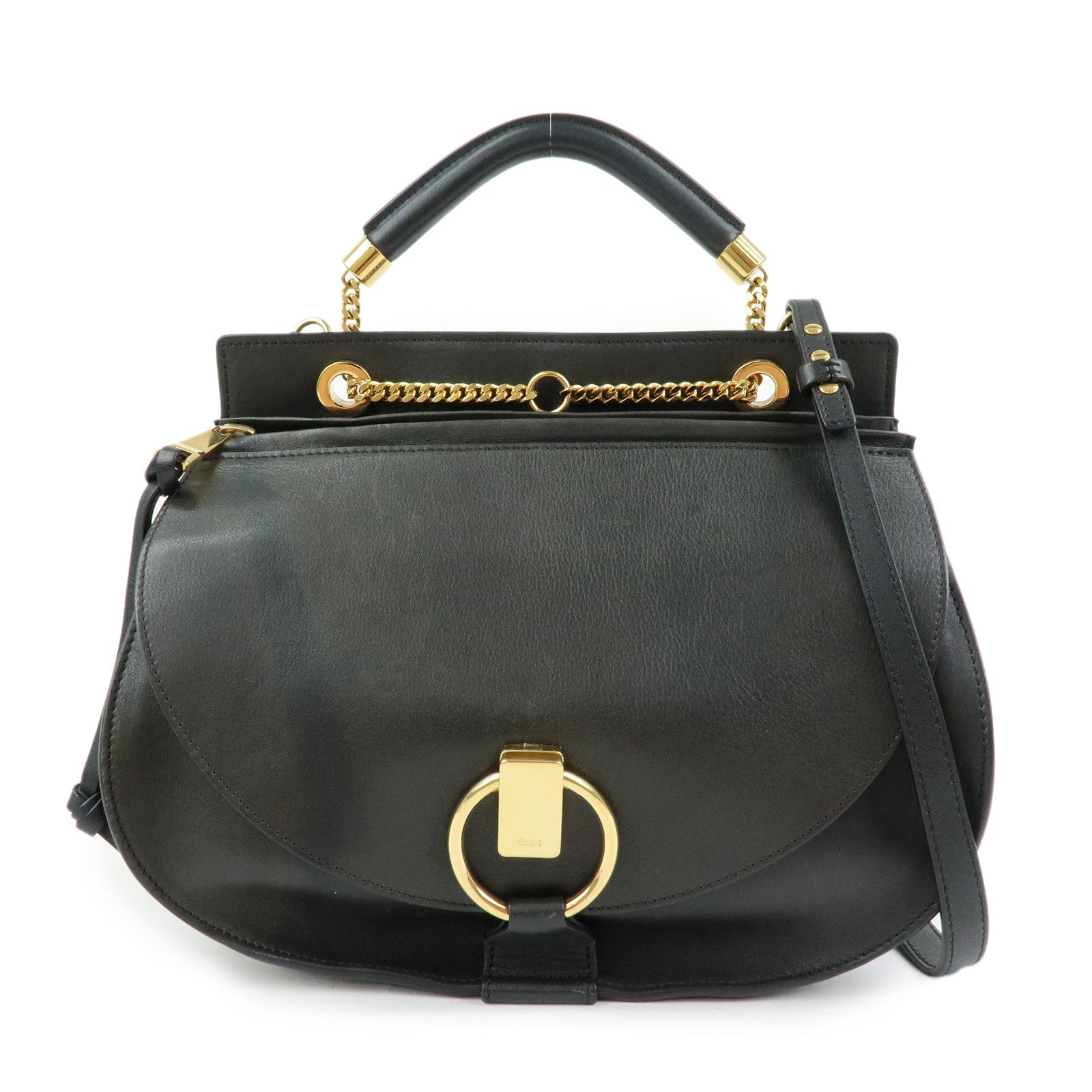 Chloe Goldie Leather 2Way Bag Shoulder Bag Hand Bag Black