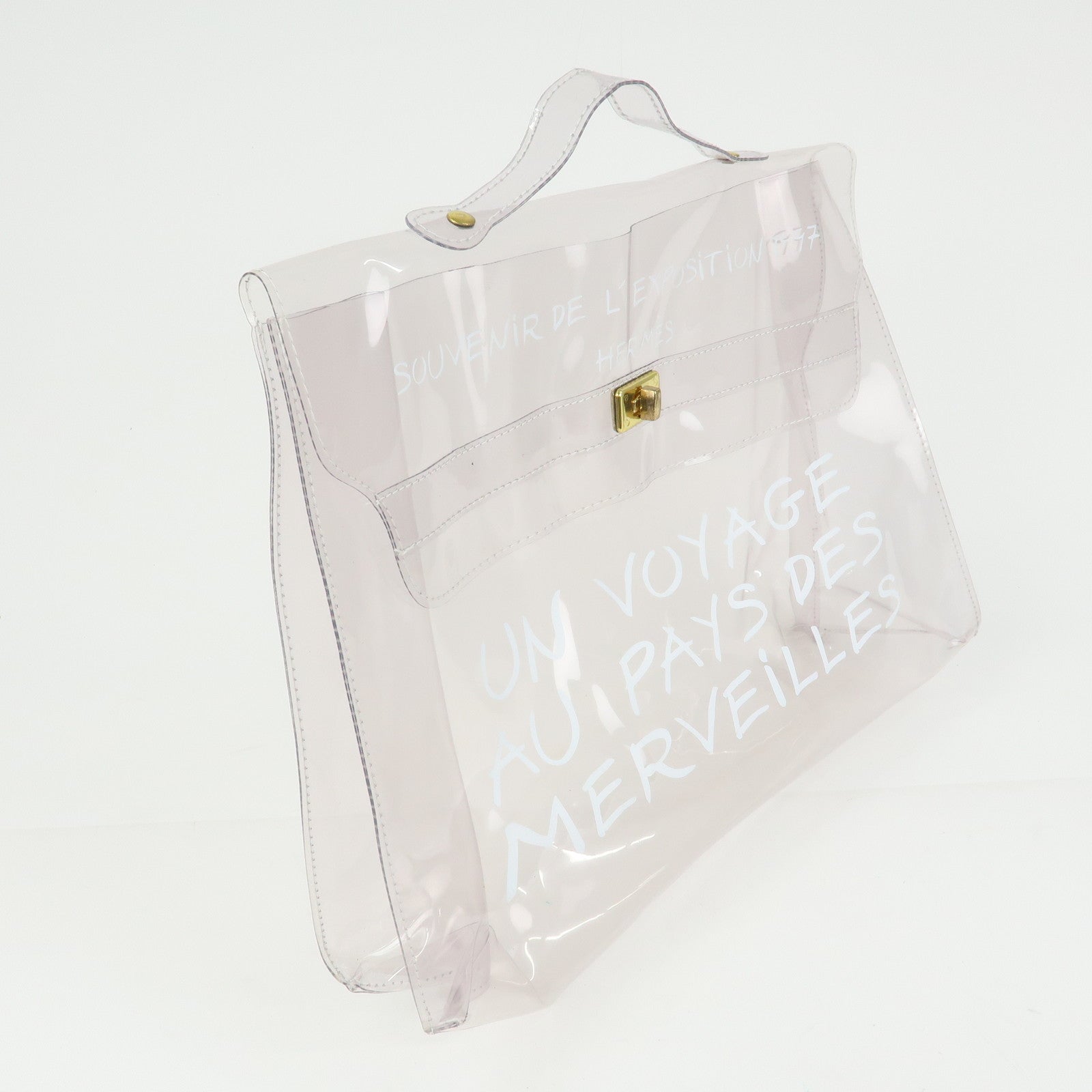 HERMES Vinyl Kelly Hand Bag Clear White