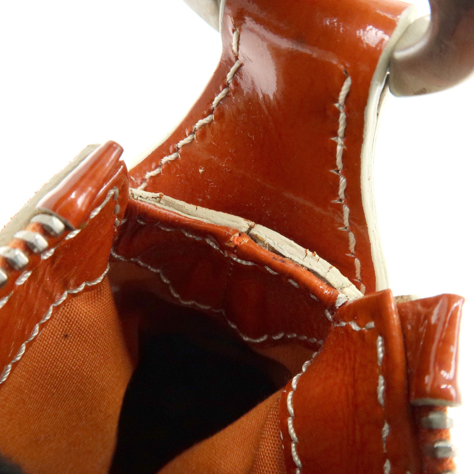 TOD'S Suede Patent Leather Shoulder Bag Hand Bag Orange