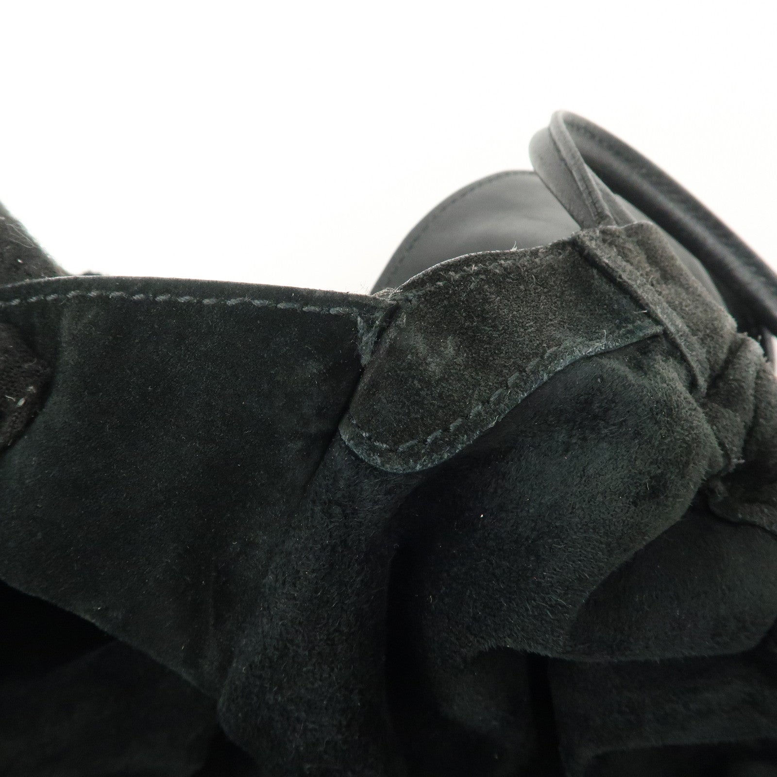 GUCCI Suede Leather Shoulder Bag Tote Bag Black 001.4332 Used