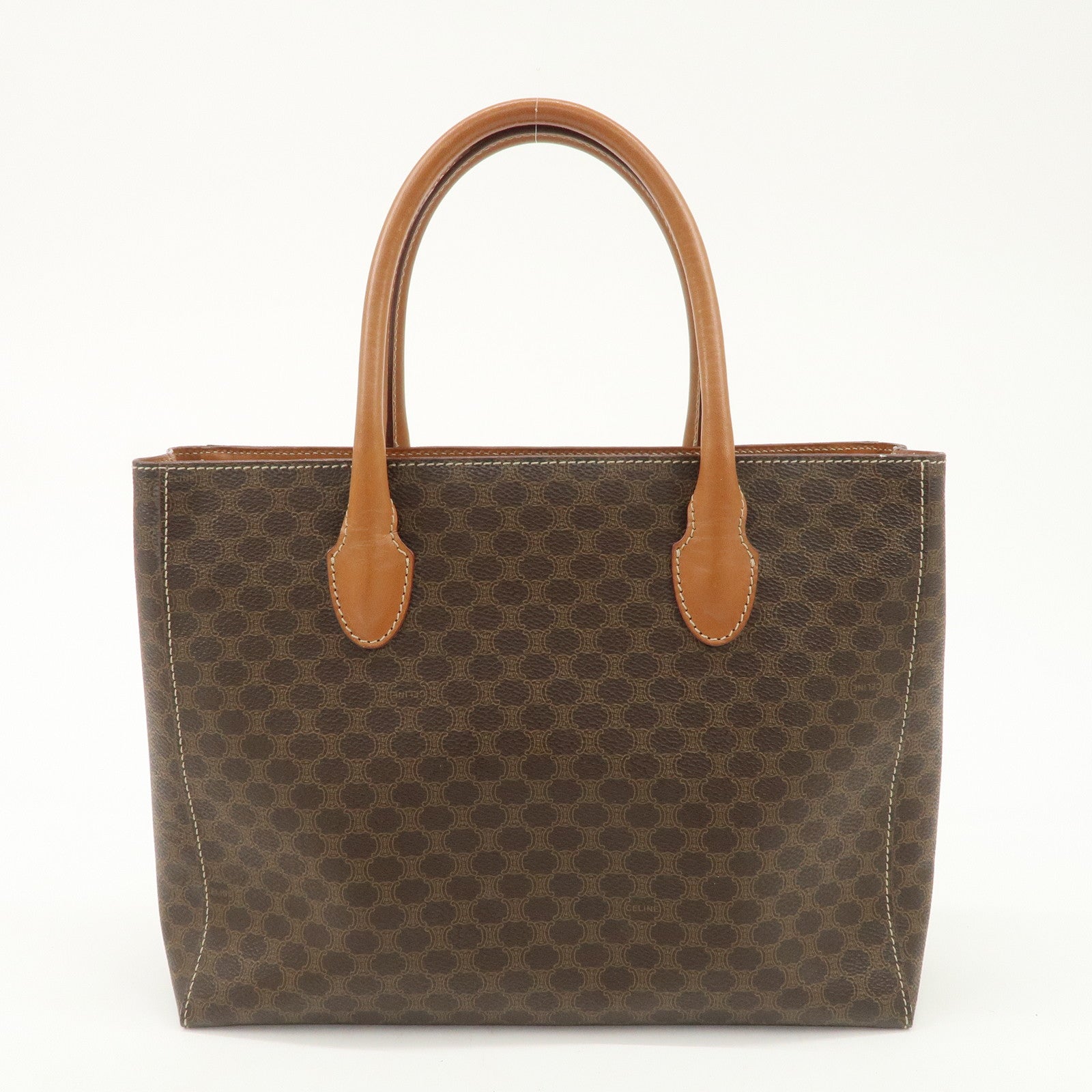 CELINE Macadam PVC Leather Tote Bag Hand Bag Brown