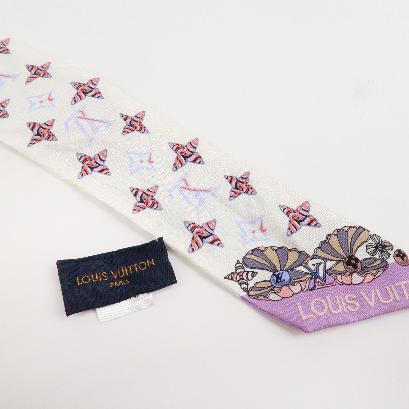 Louis Vuitton Sea of Love Bandeau BB Silk 100% Scarf White M73873