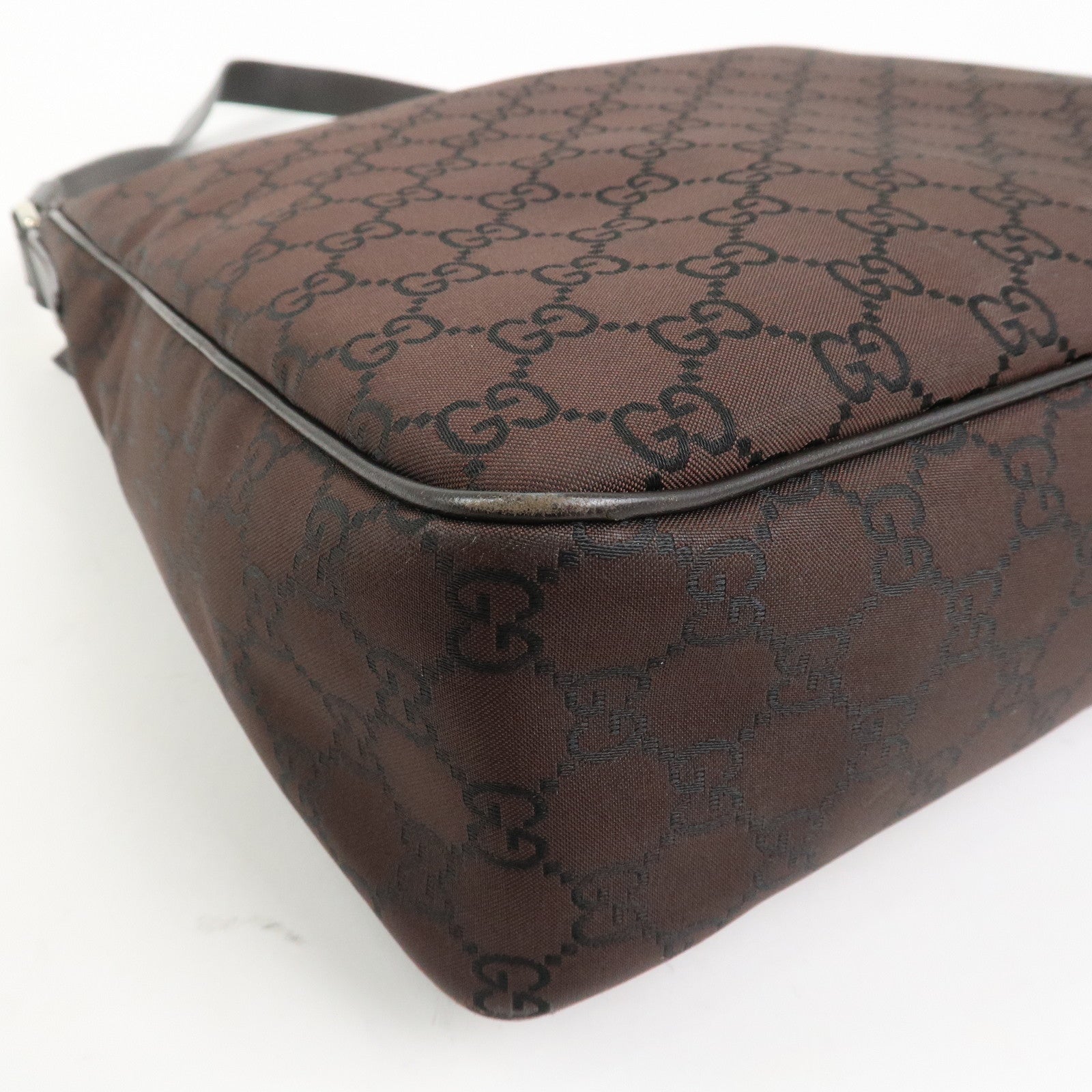 GUCCI GG Monogram Nylon Shoulder Bag Hand Bag Brown 264219