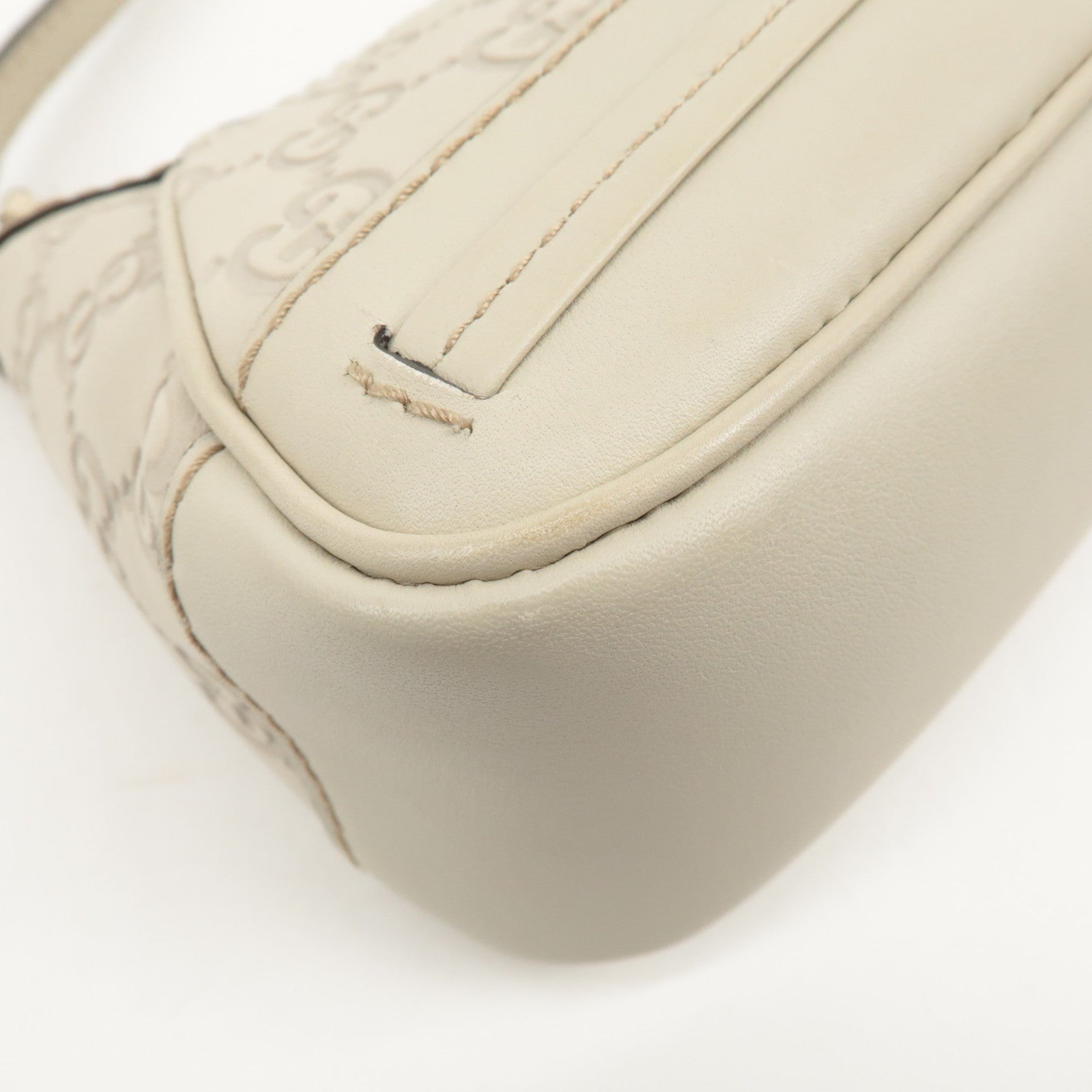 GUCCI Guccissima Mayfair Leather Shoulder Hand Bag Ivory 269893 Used