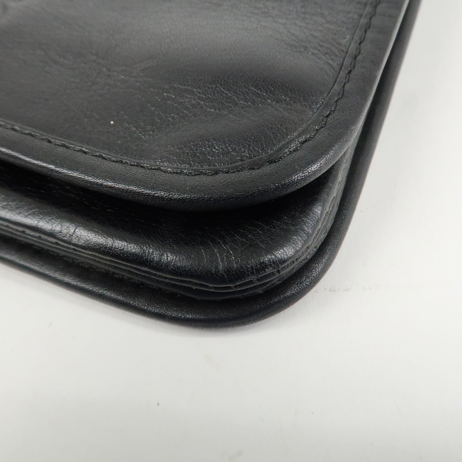 LOEWE Anagram Leather Clutch Bag Black Gold Hardware