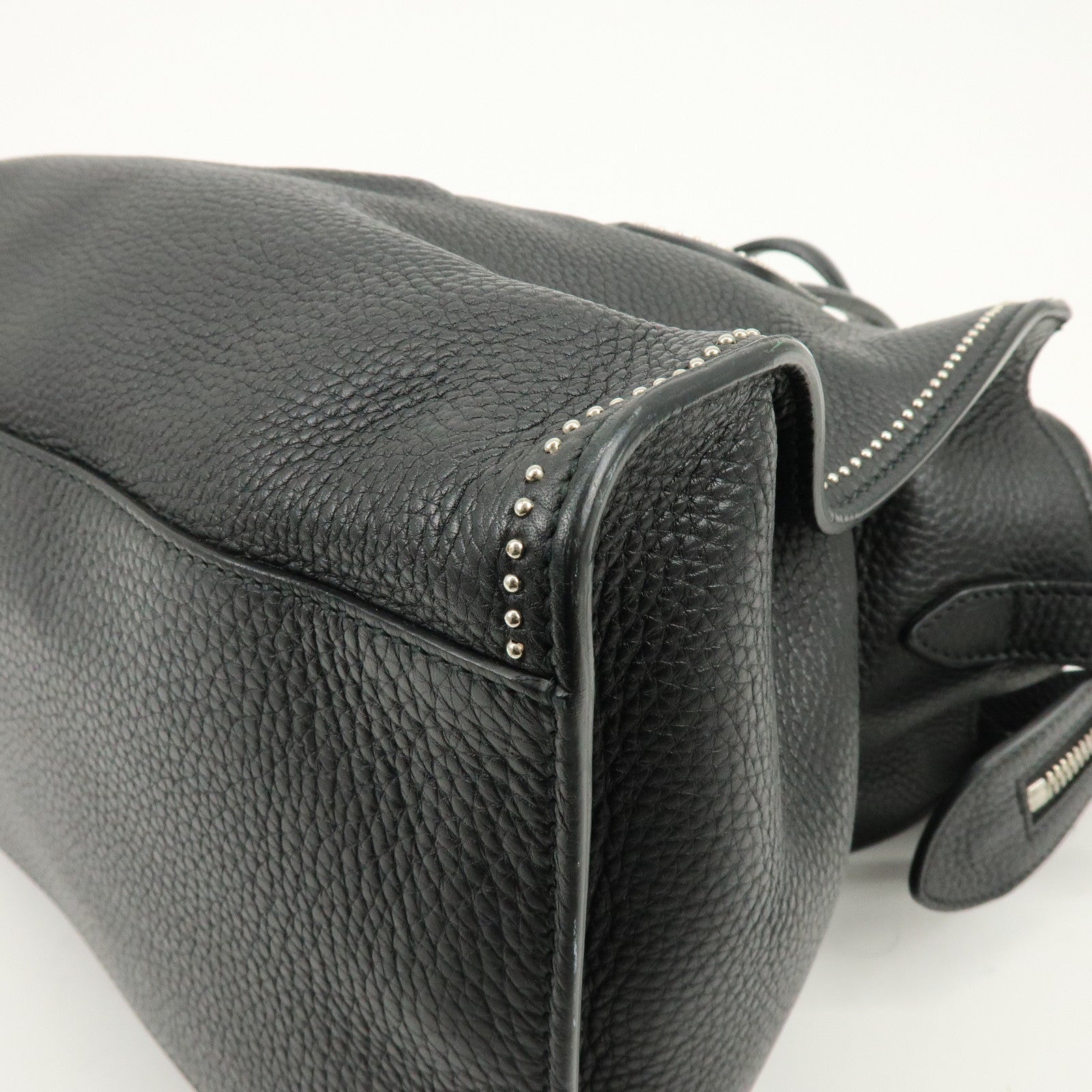 GUCCI Calf Leather Studs 2Way Hand Bag Shoulder Bag Black 370822